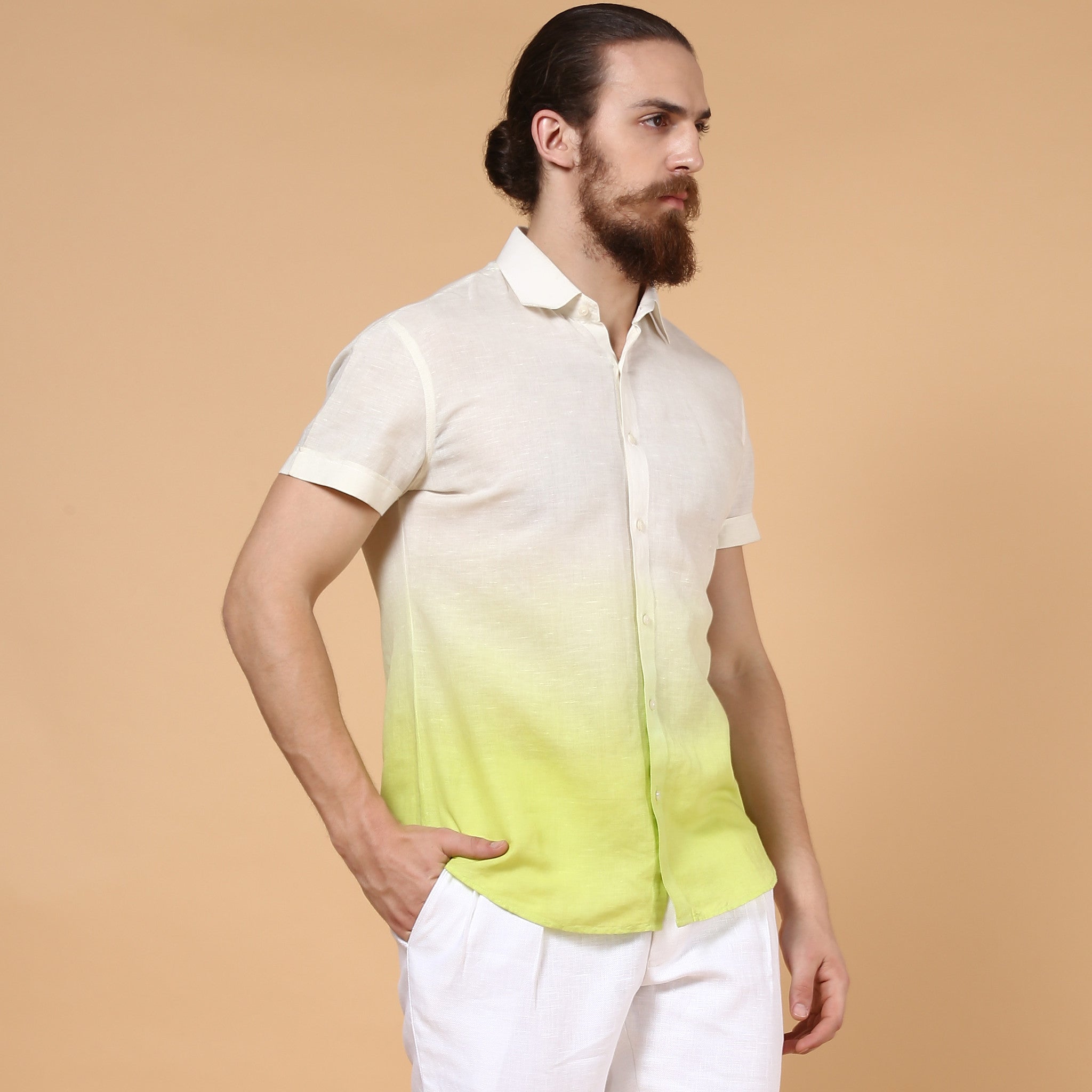 Lime Ombre-Dyed Linen Shirt
