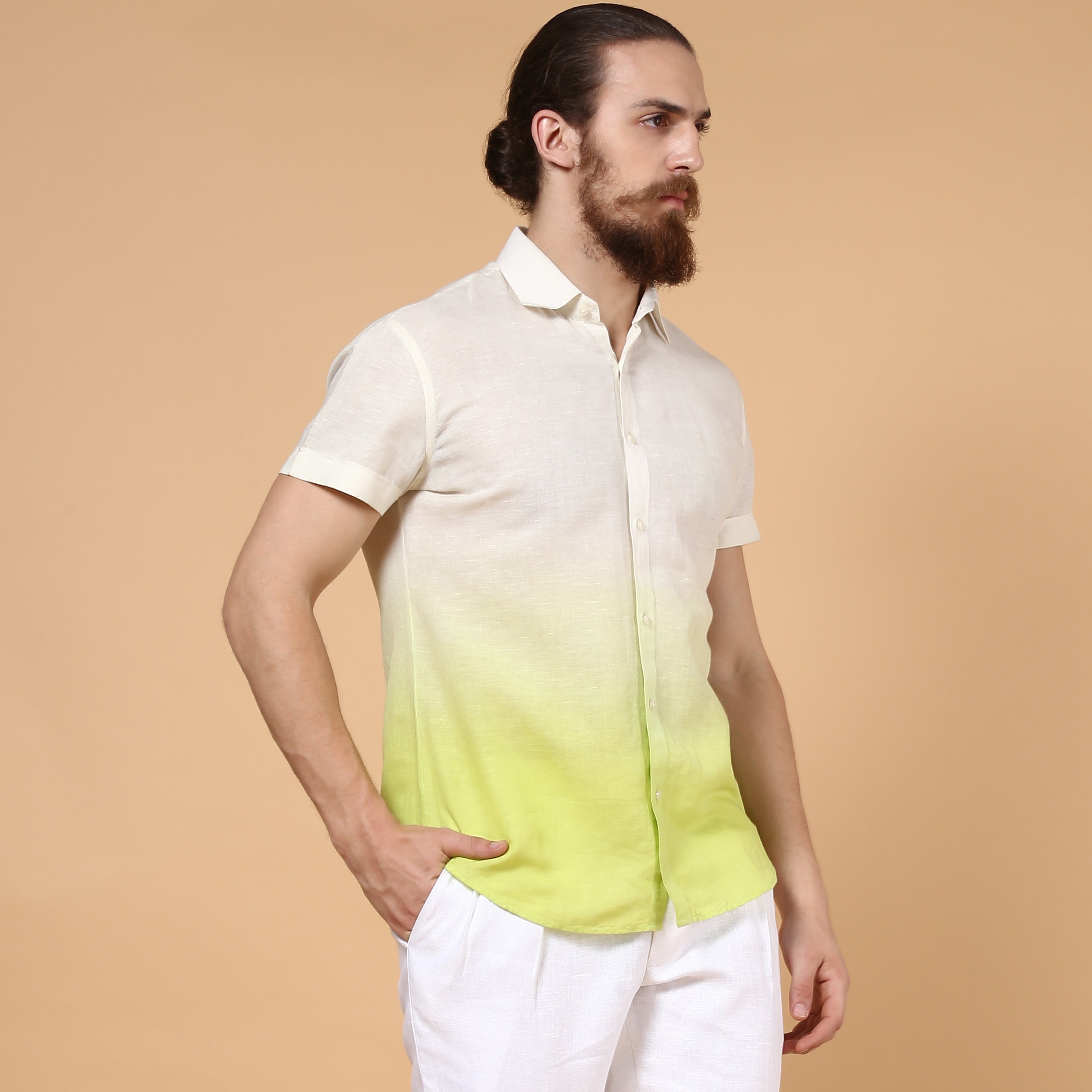 Lime Ombre-Dyed Linen Shirt