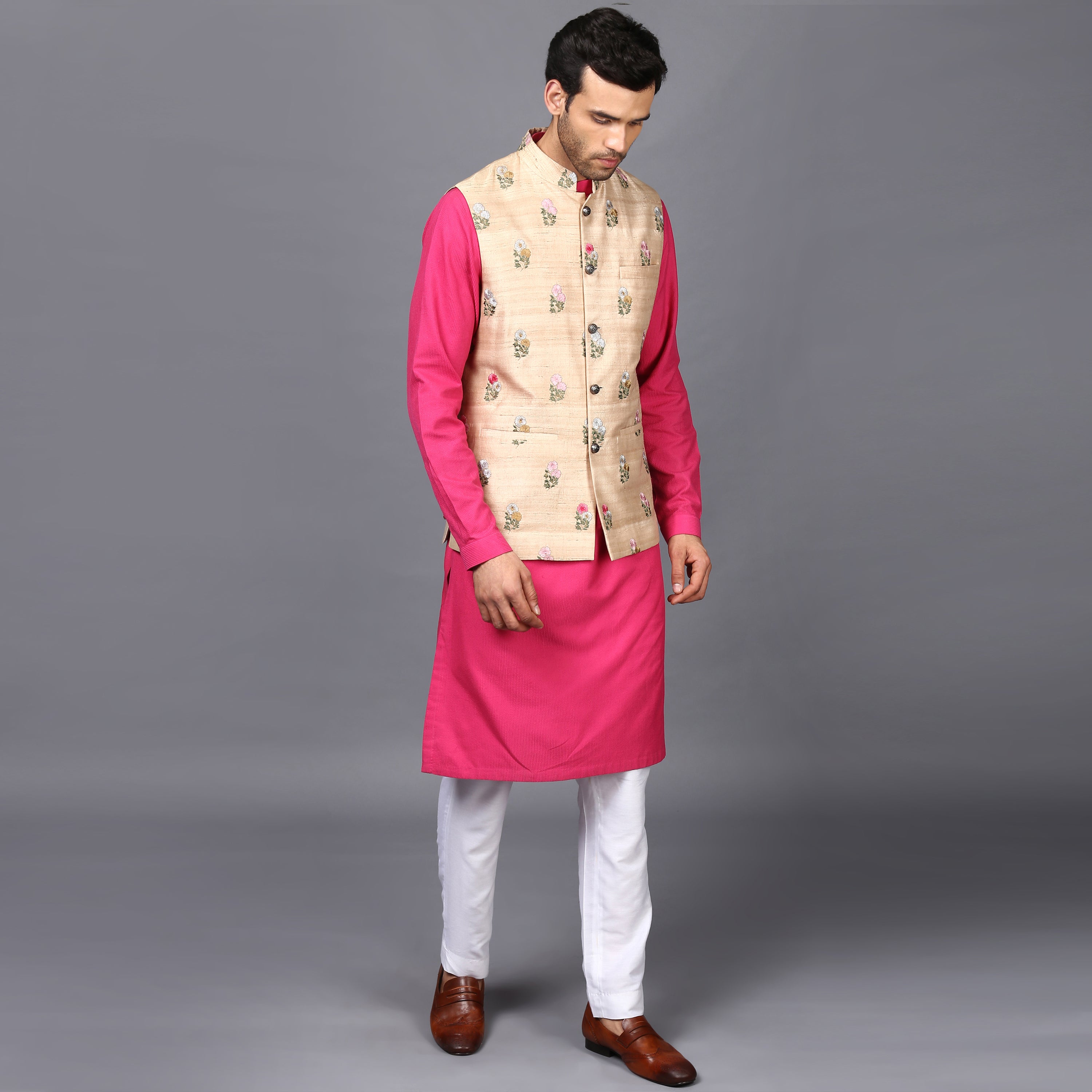 Classic Floral Embroidered Nehru Jacket