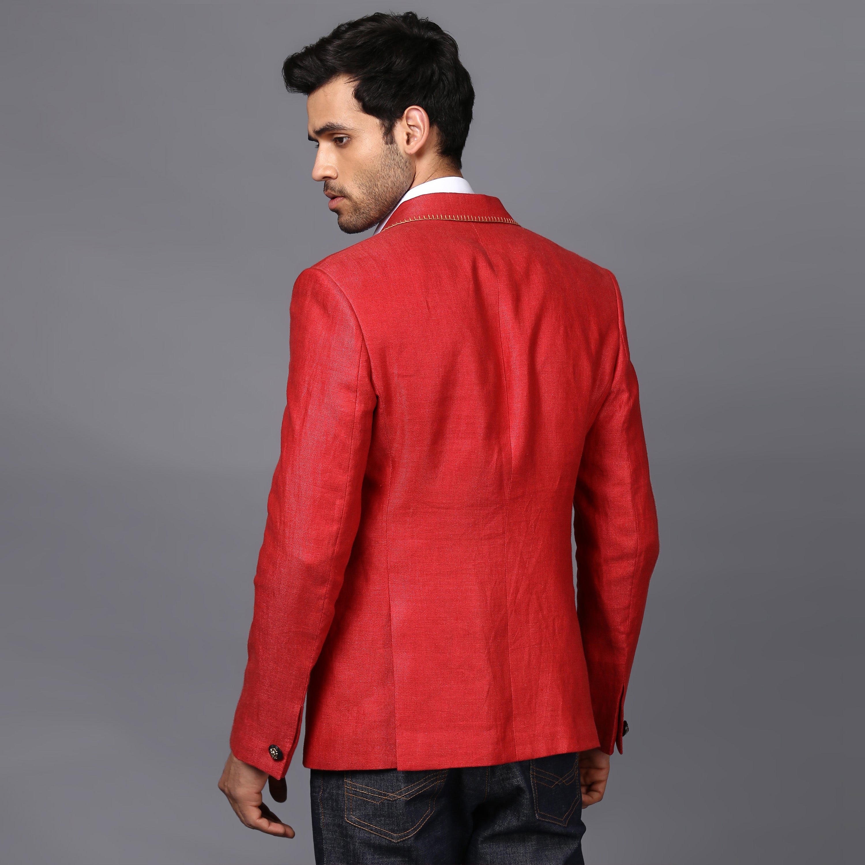 CLASSIC LINEN JACKET IN FERRARI RED