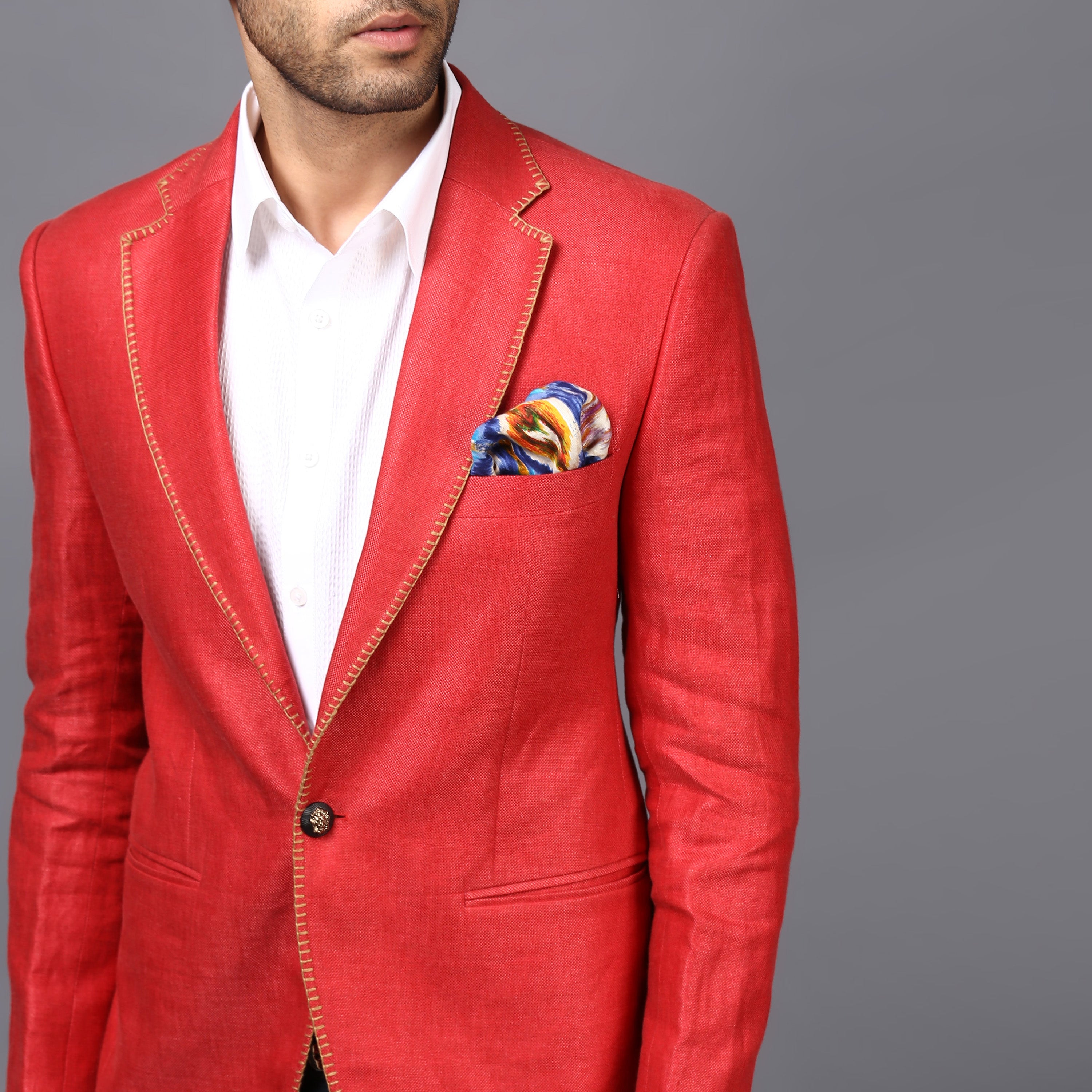 CLASSIC LINEN JACKET IN FERRARI RED