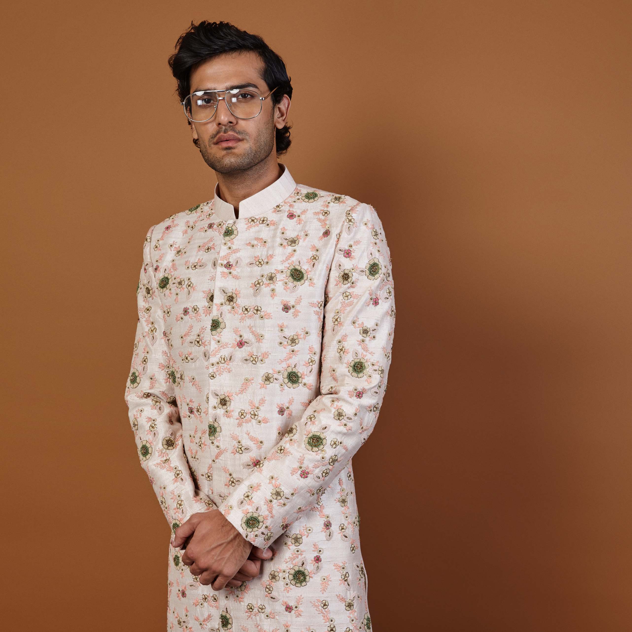 LINEAGE FRENCH-KNOT SHERWANI IN PINK