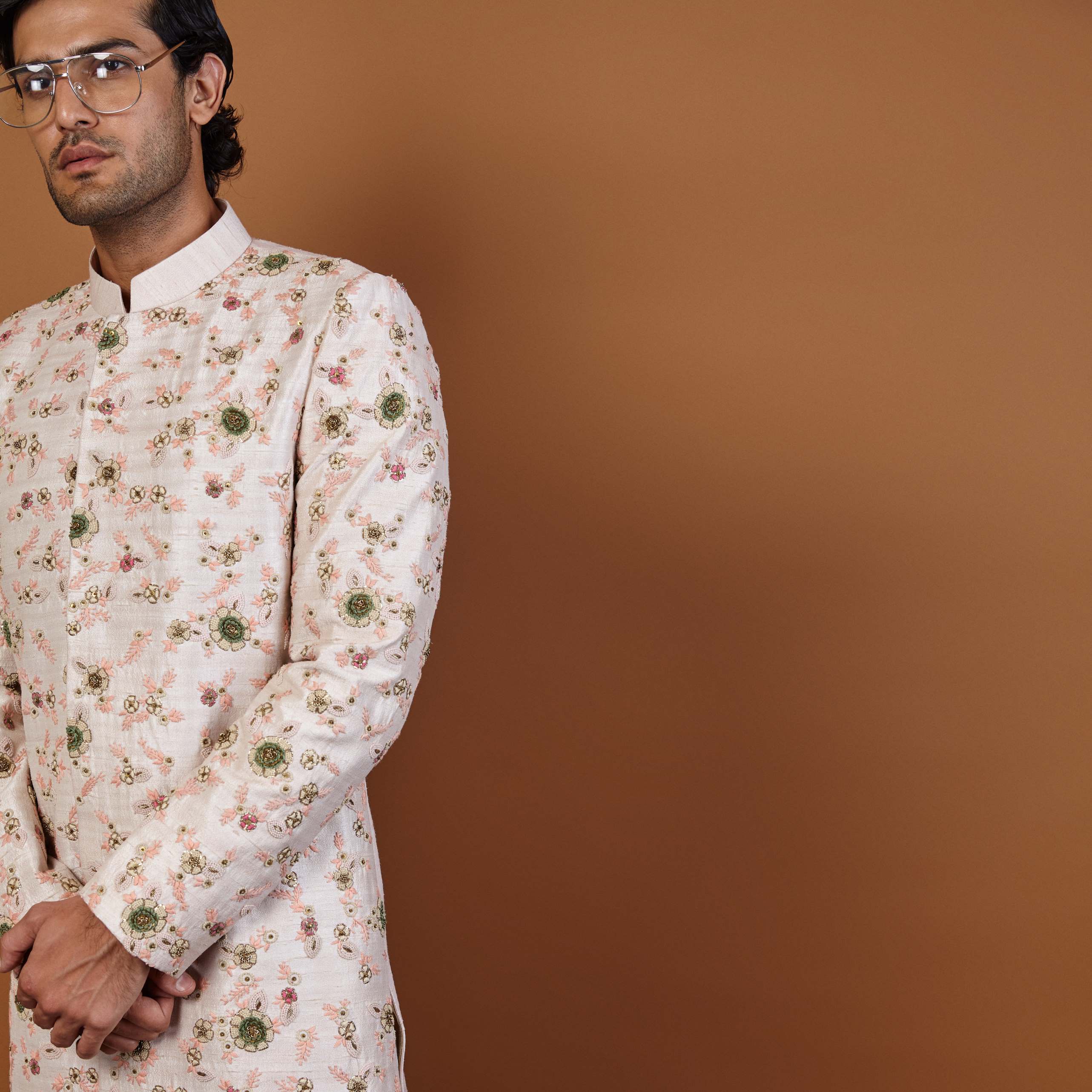 LINEAGE FRENCH-KNOT SHERWANI IN PINK