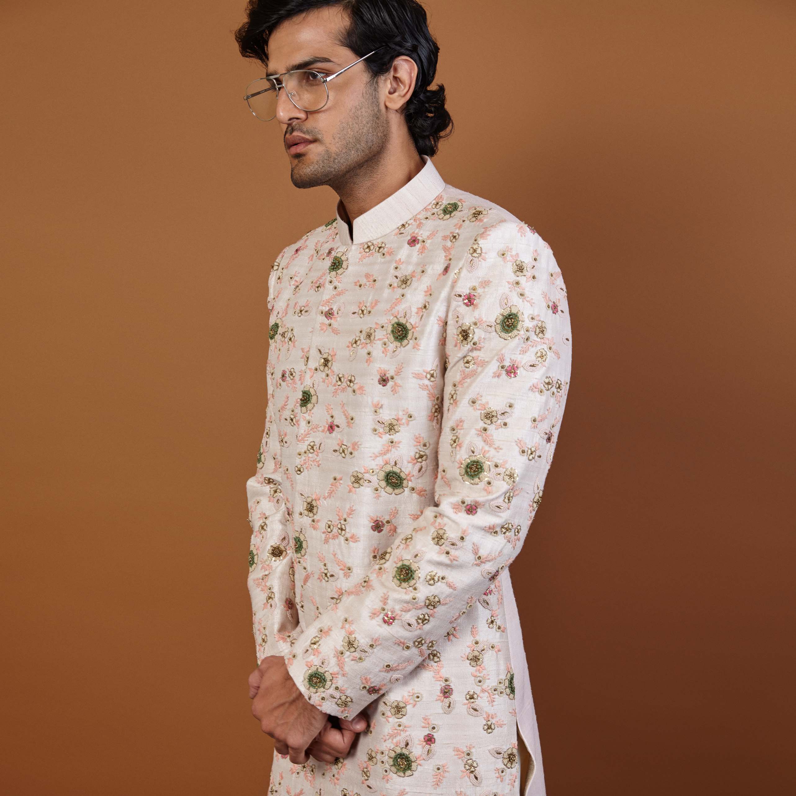 LINEAGE FRENCH-KNOT SHERWANI IN PINK