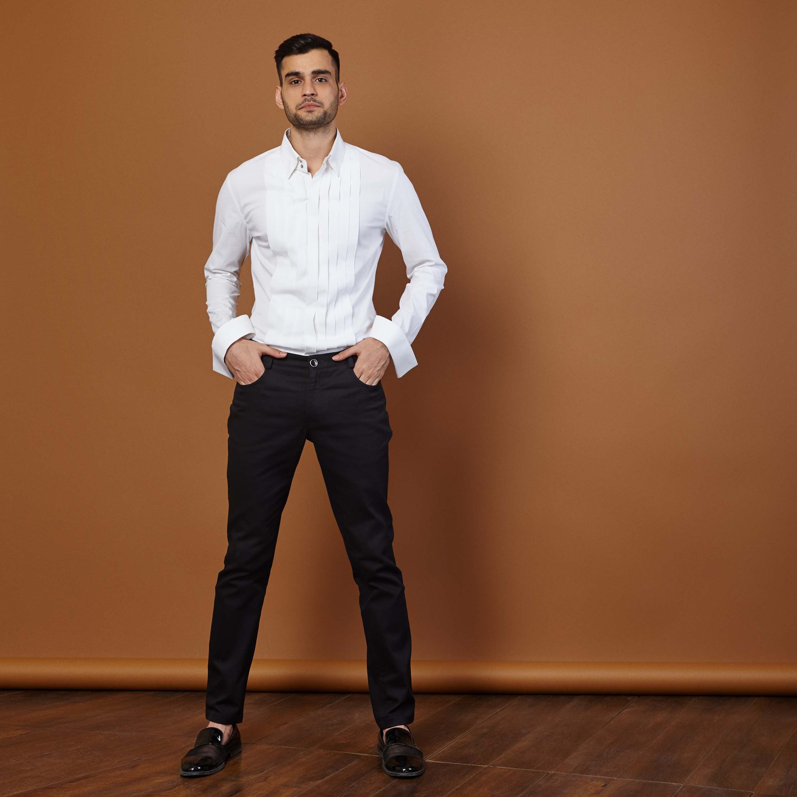 PLEATED TUX SHIRT