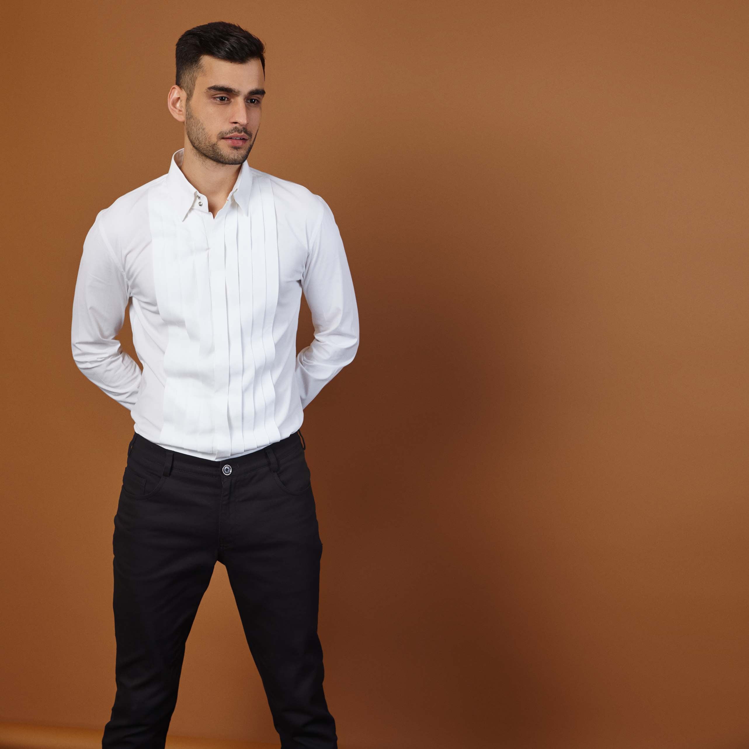 PLEATED TUX SHIRT