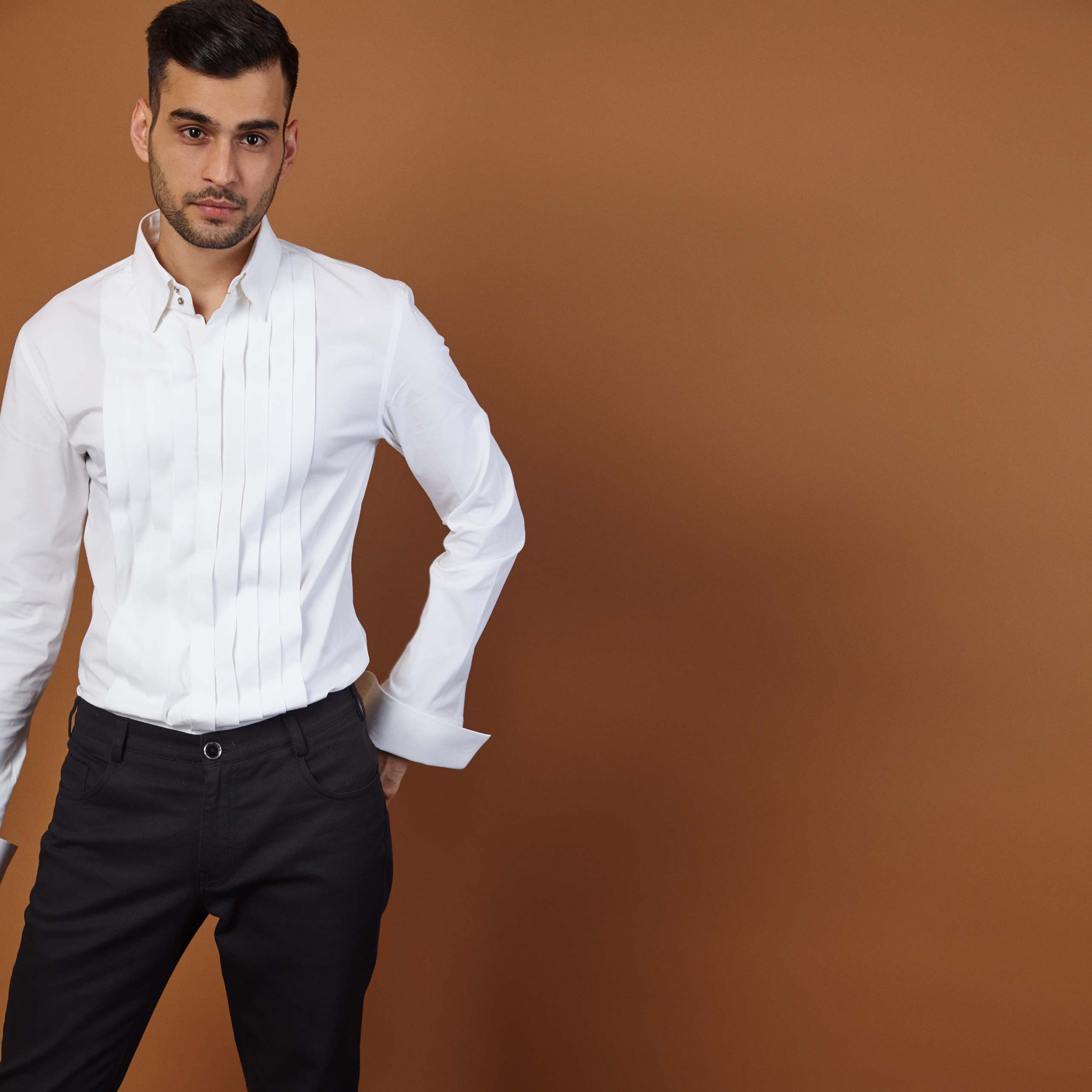 PLEATED TUX SHIRT