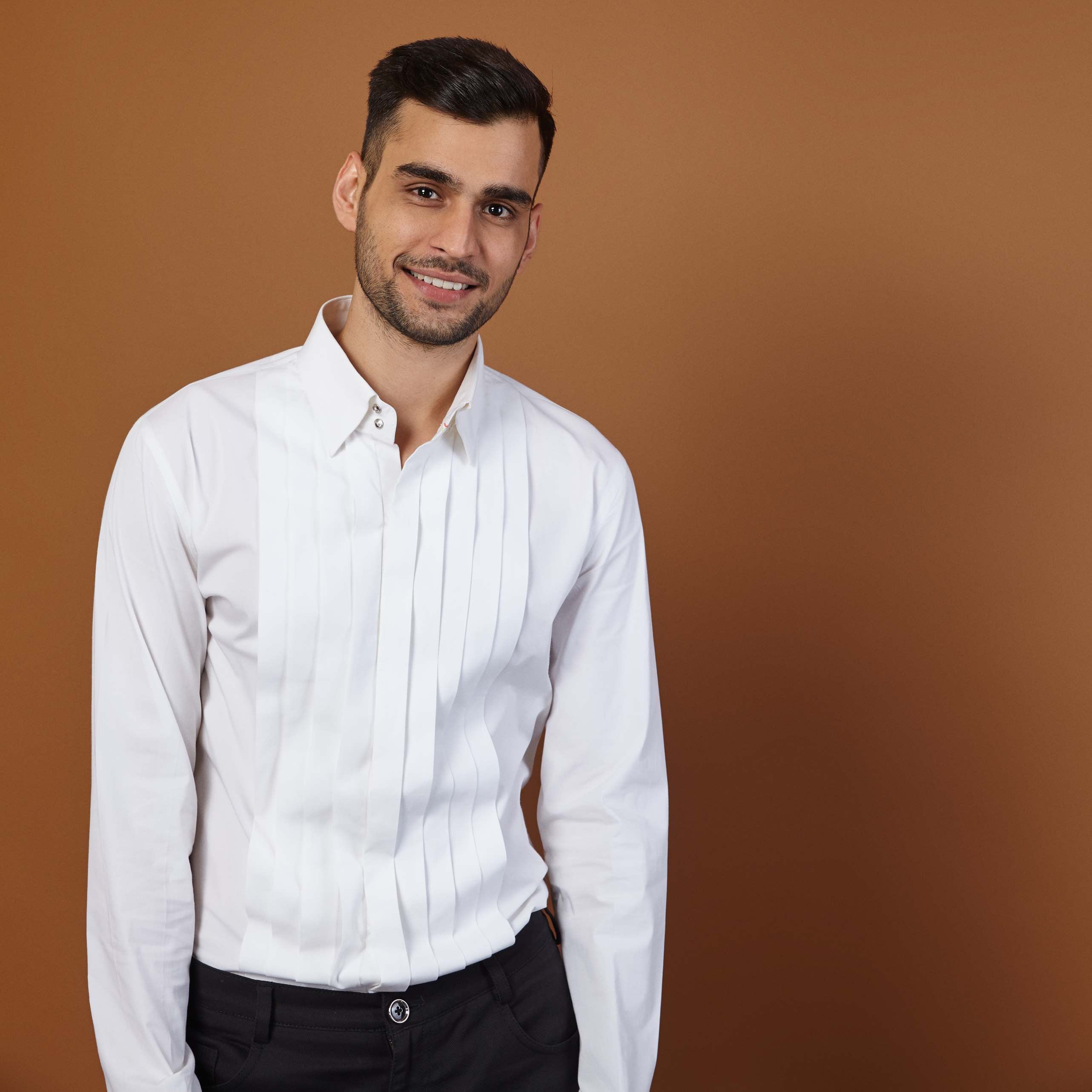 PLEATED TUX SHIRT