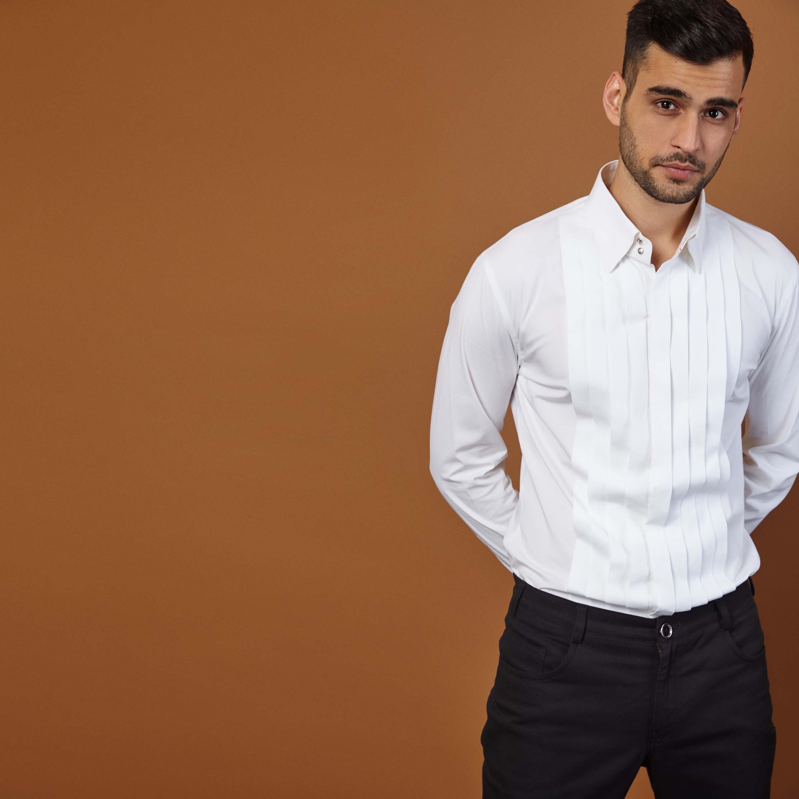 PLEATED TUX SHIRT