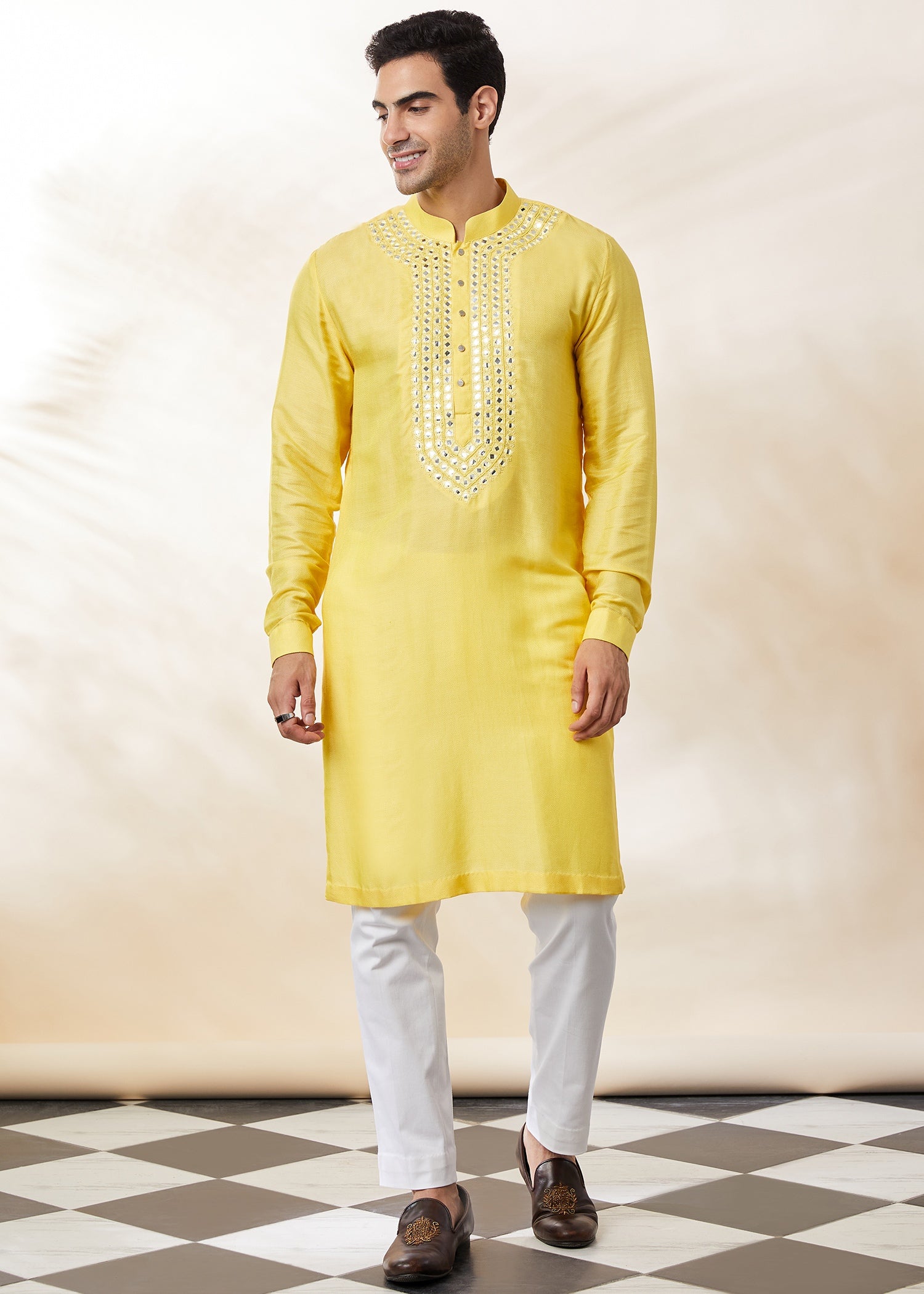 Yellow Embroidered Kurta