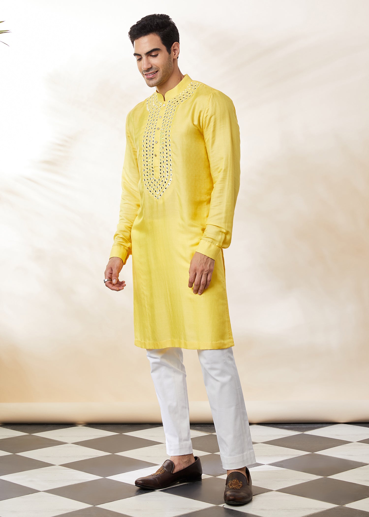 Yellow Embroidered Kurta