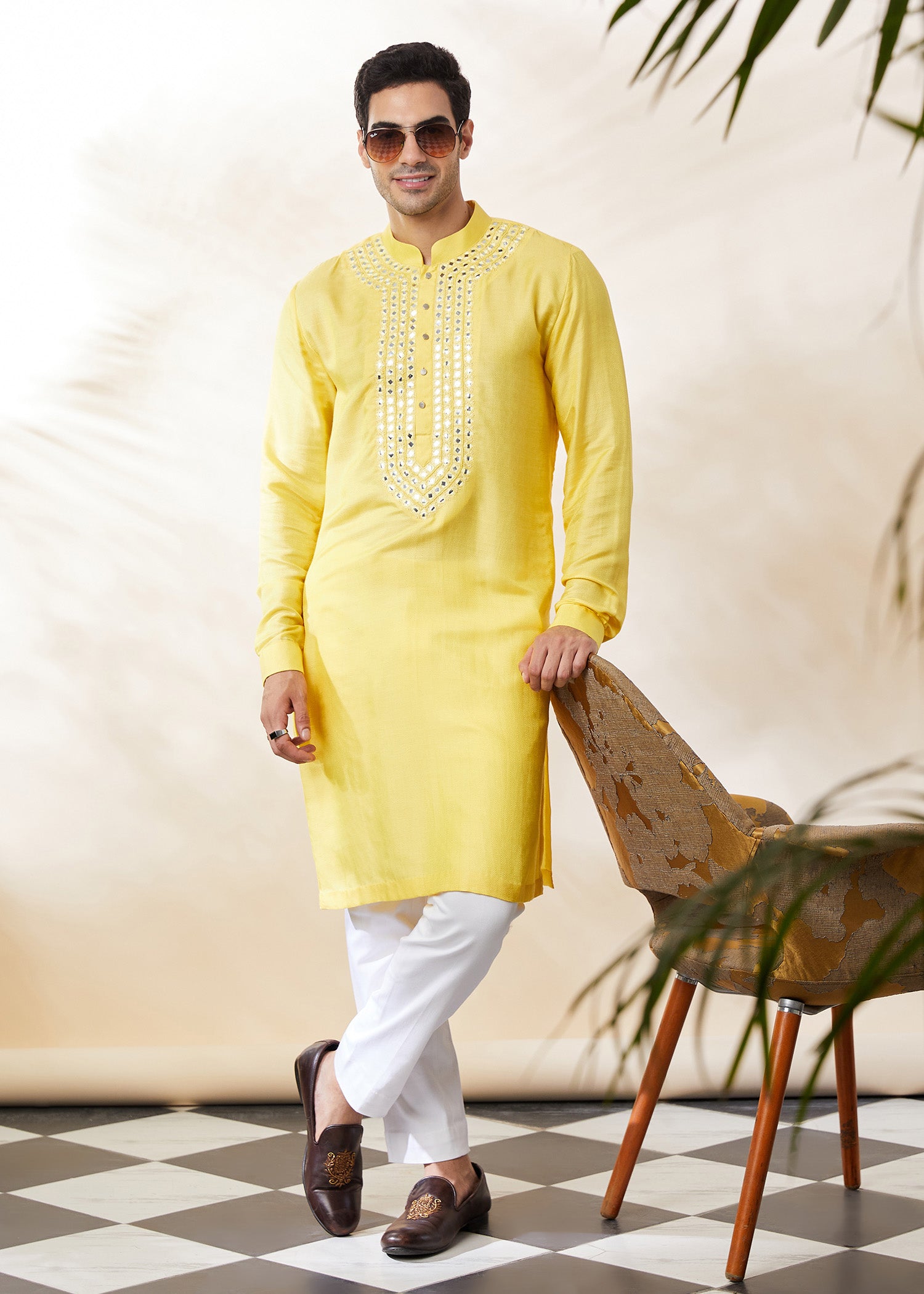 Yellow Embroidered Kurta