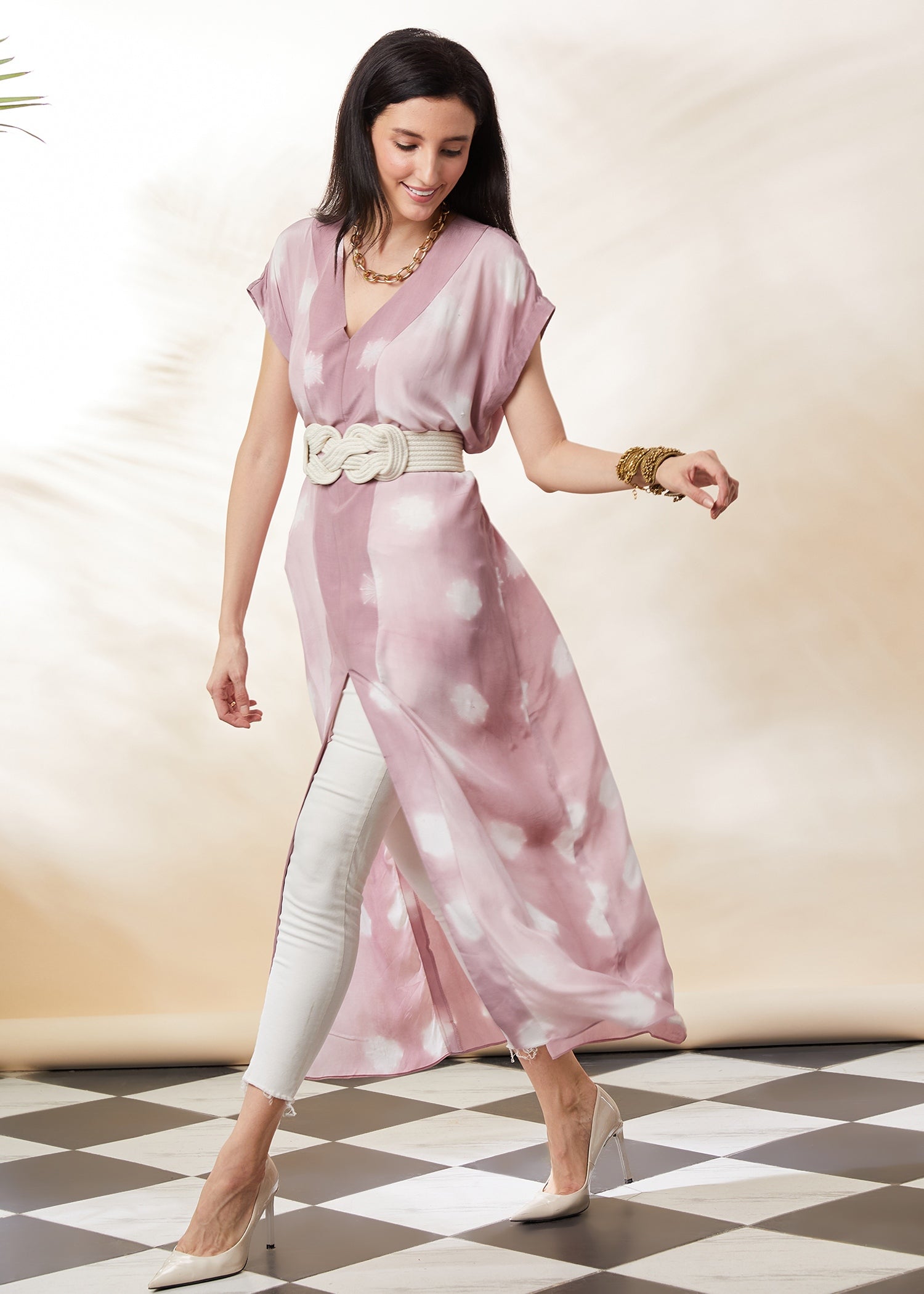 Lilac Shibori Kaftan