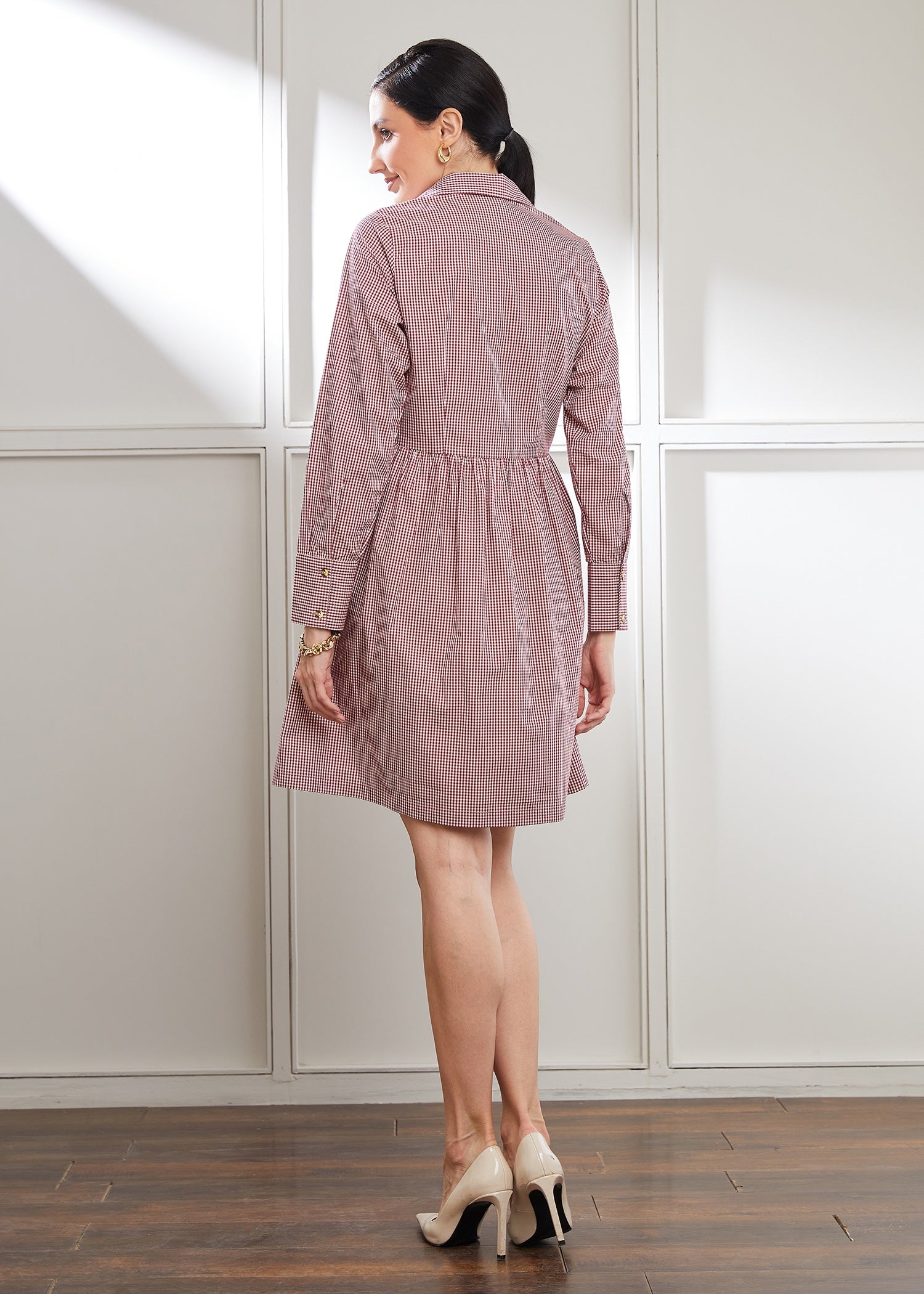 Emma Checkered Shirt Dress