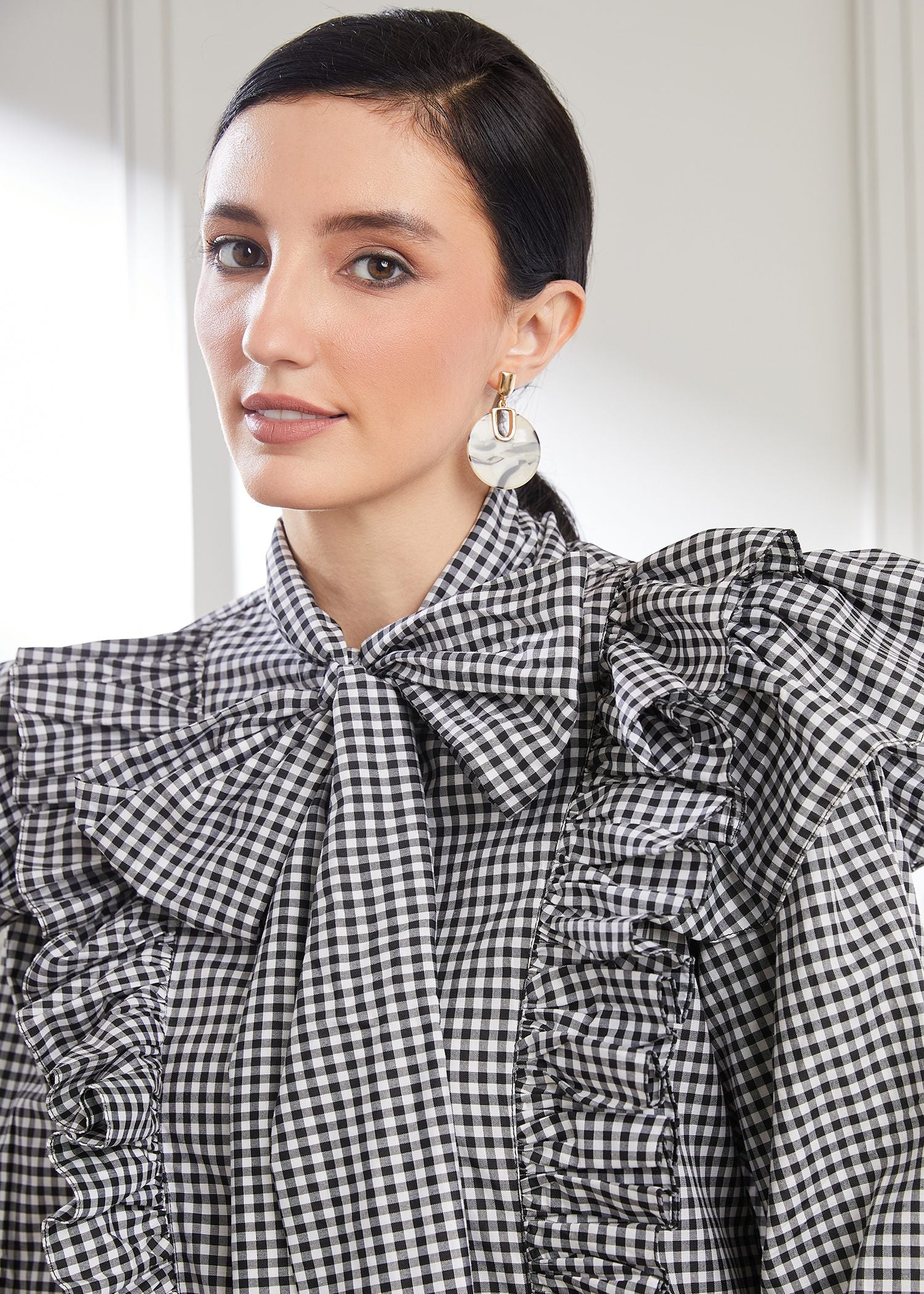 Ruffled Checked Top