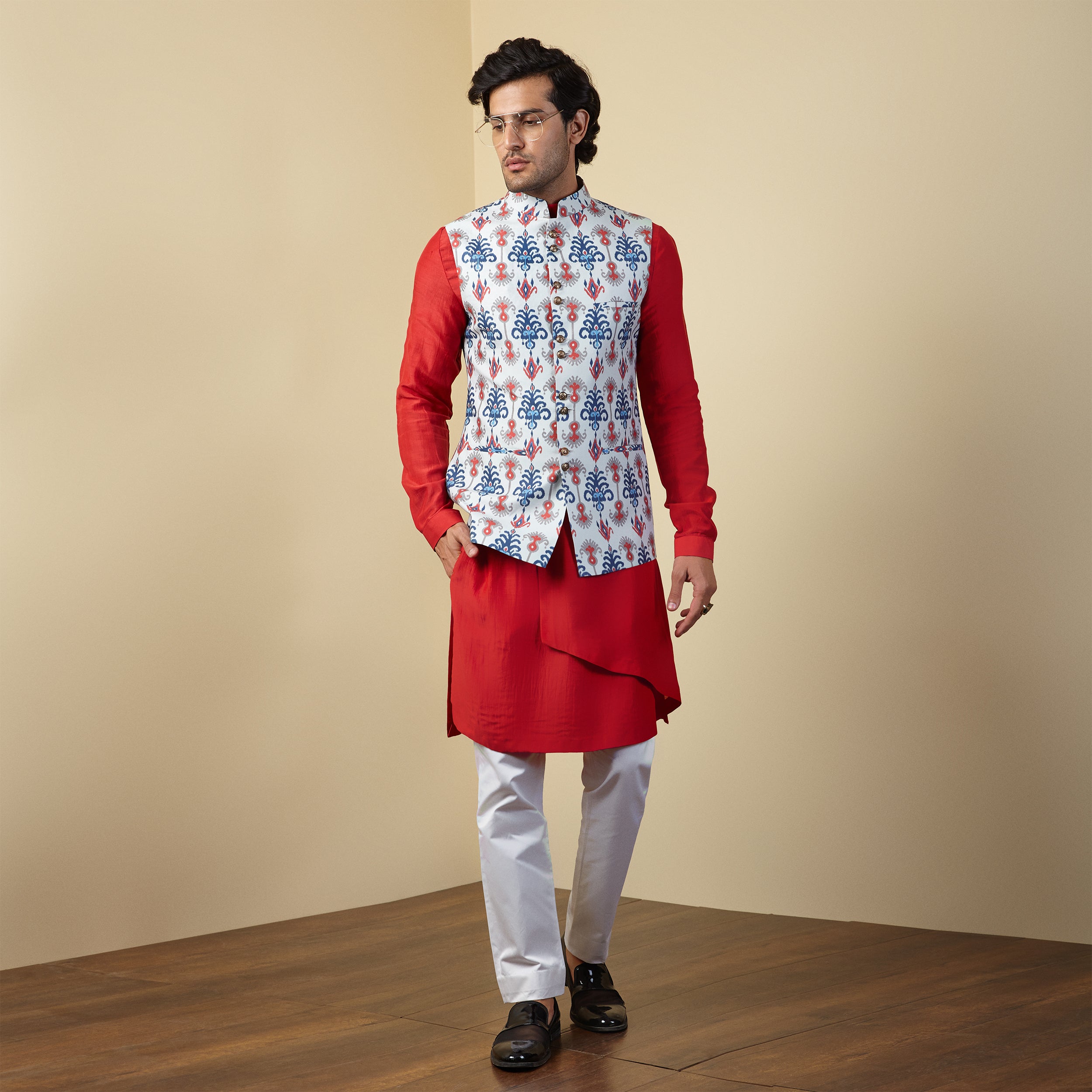 Linen Ikat Nehru Jacket