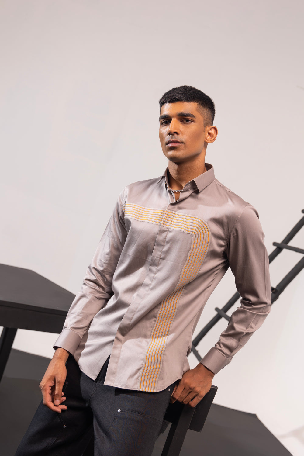 Grey Flow Shirt from the Embroidered Shirts Men Collection