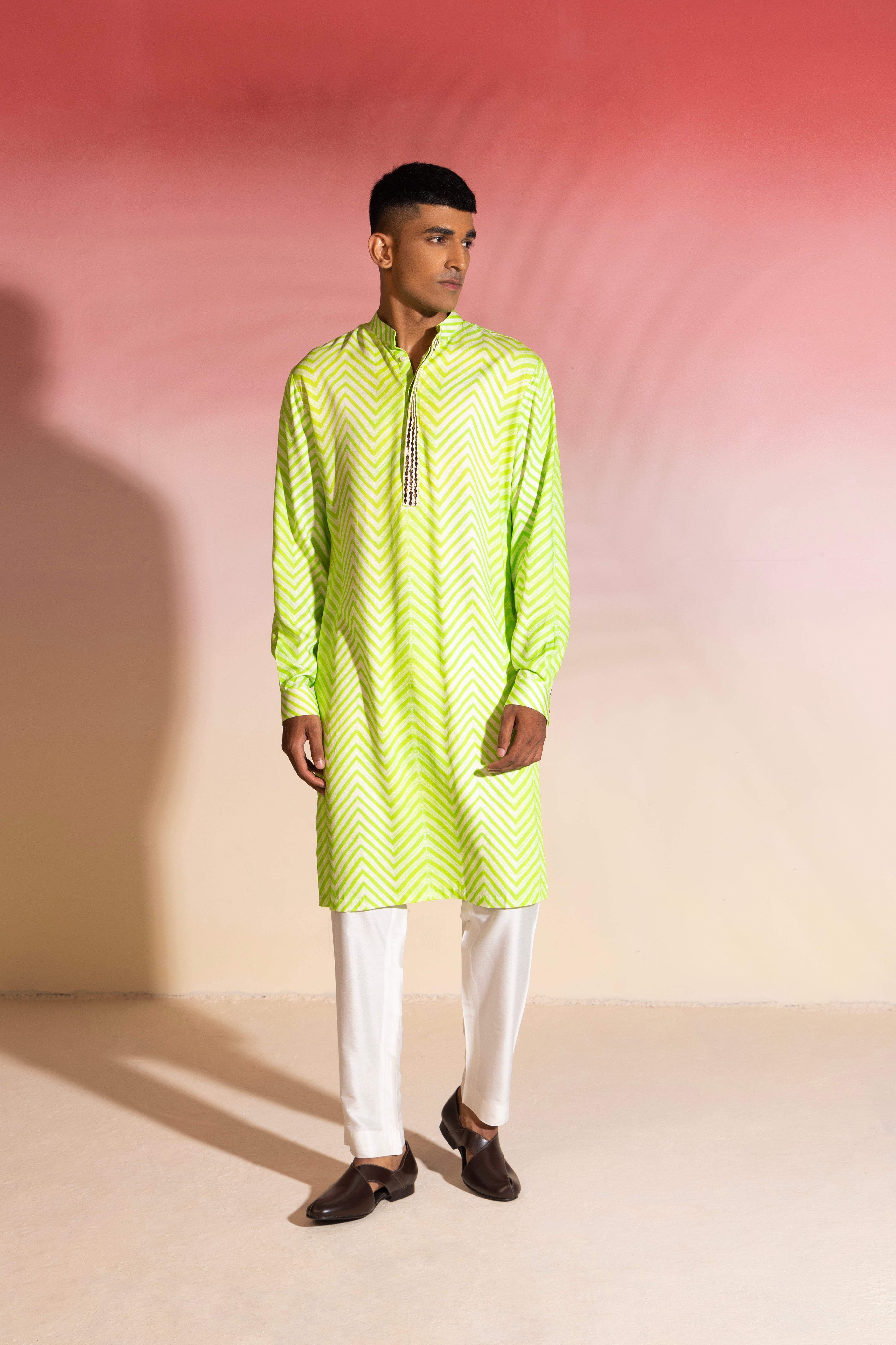 Shibori Kurta in Neon