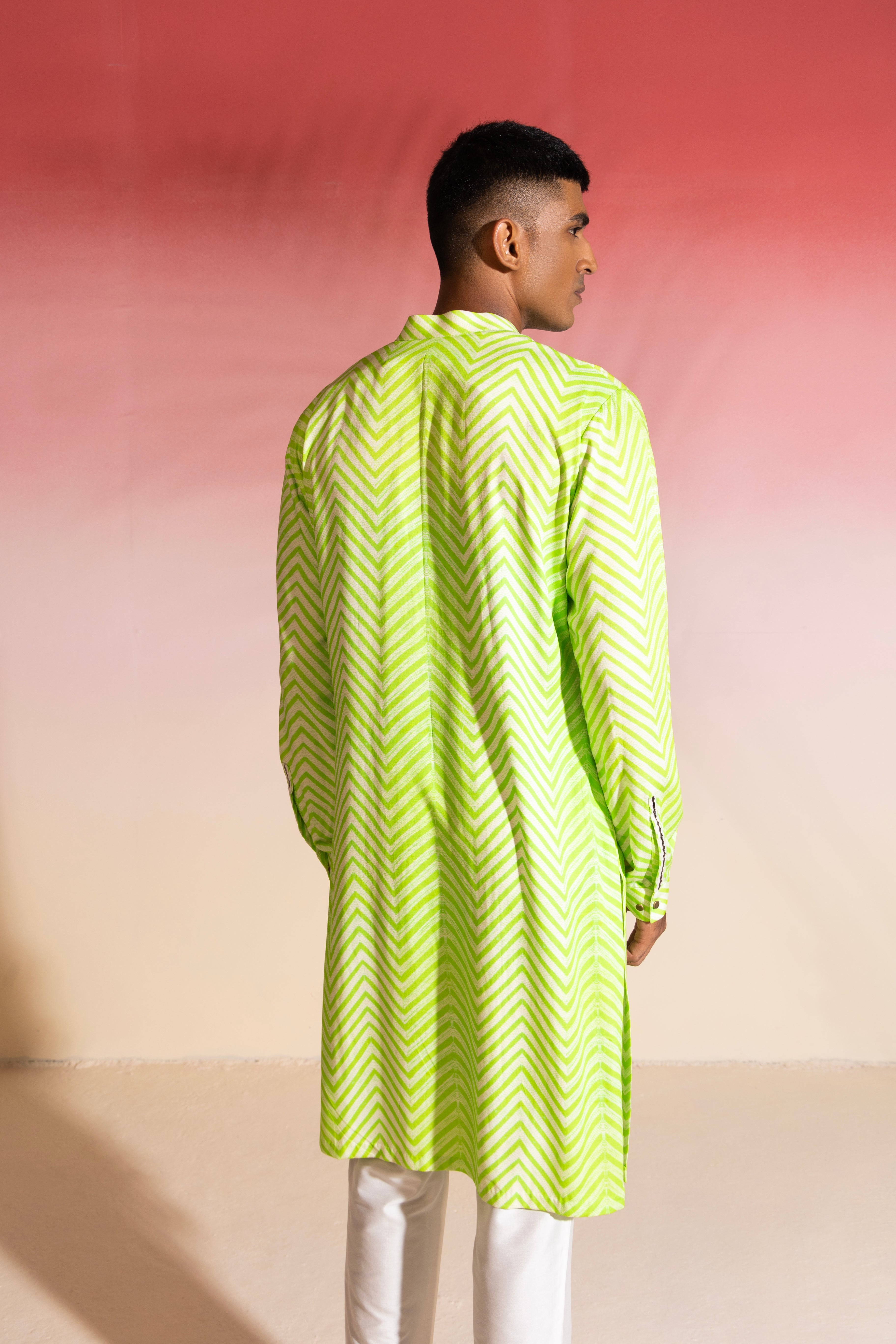 Shibori Kurta in Neon