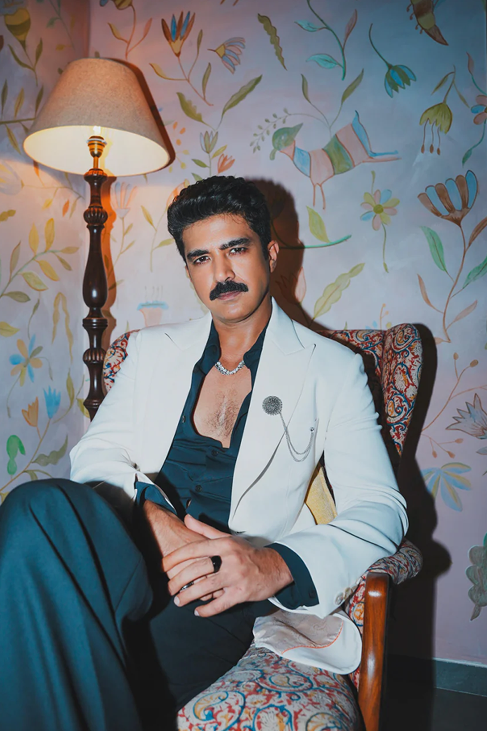 Saqib Saleem in White Tuxedo Jacket