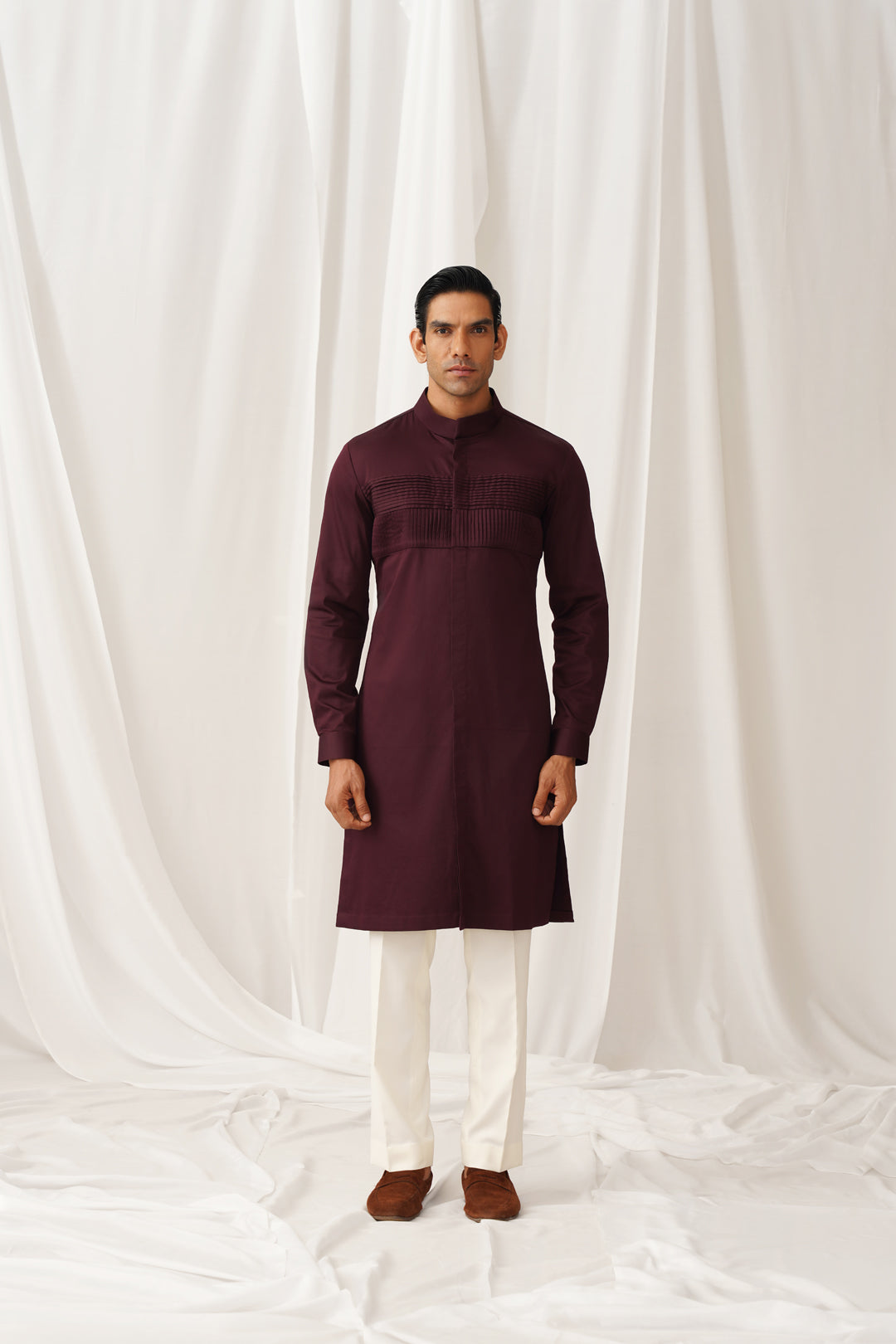 Plum Textured Kurta