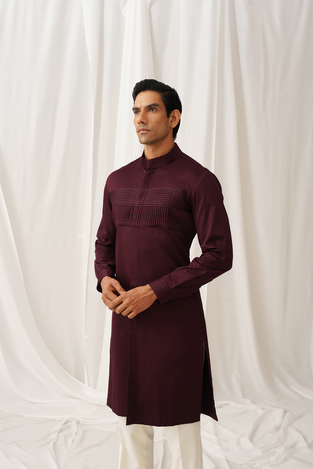 Plum Textured Kurta