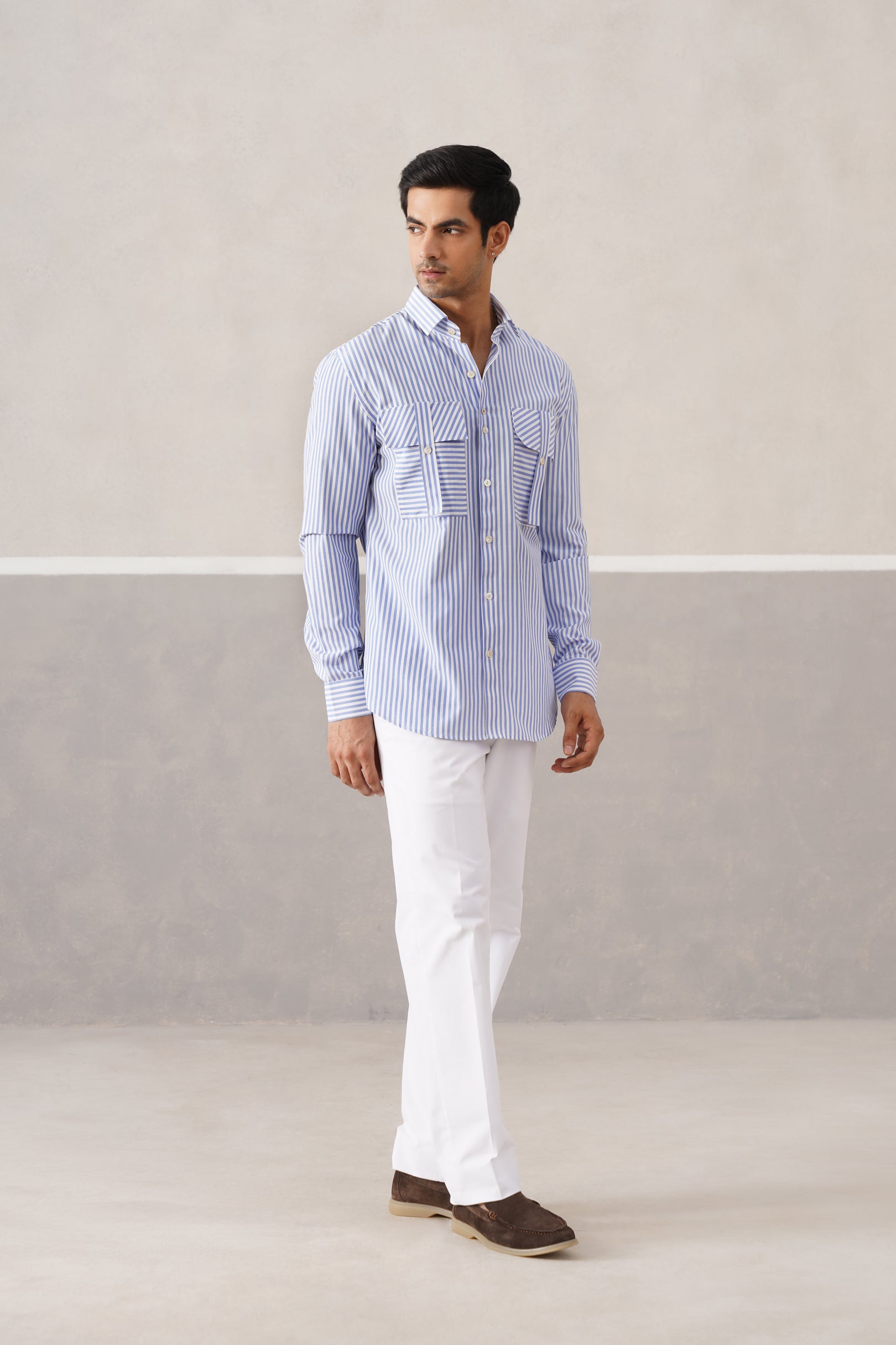 SKY DP STRIPE SHIRT