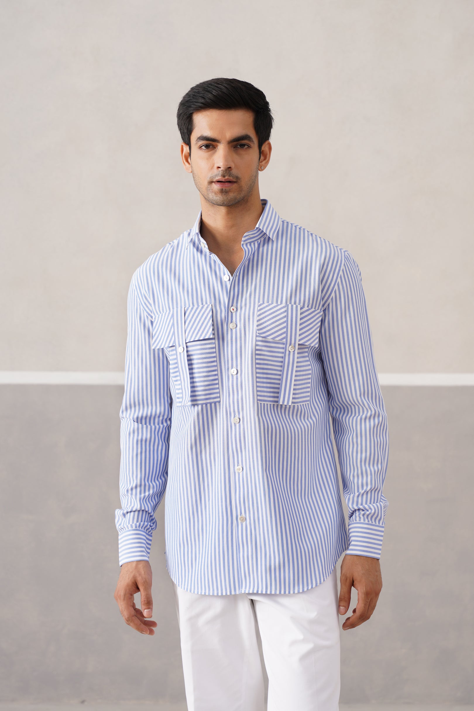 SKY DP STRIPE SHIRT