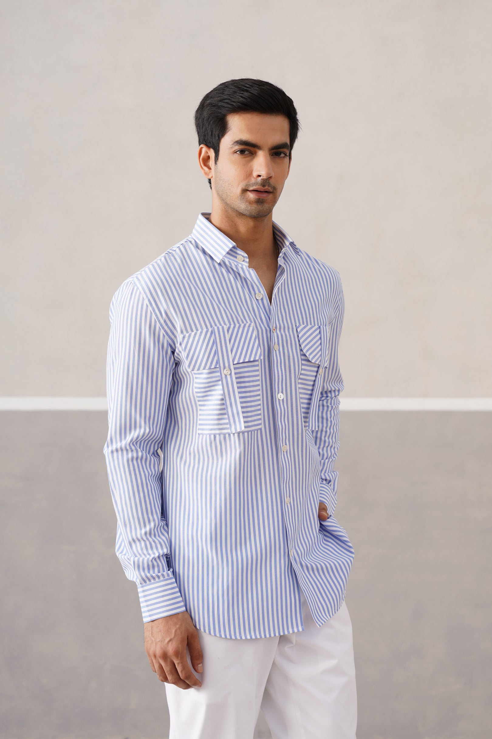 SKY DP STRIPE SHIRT
