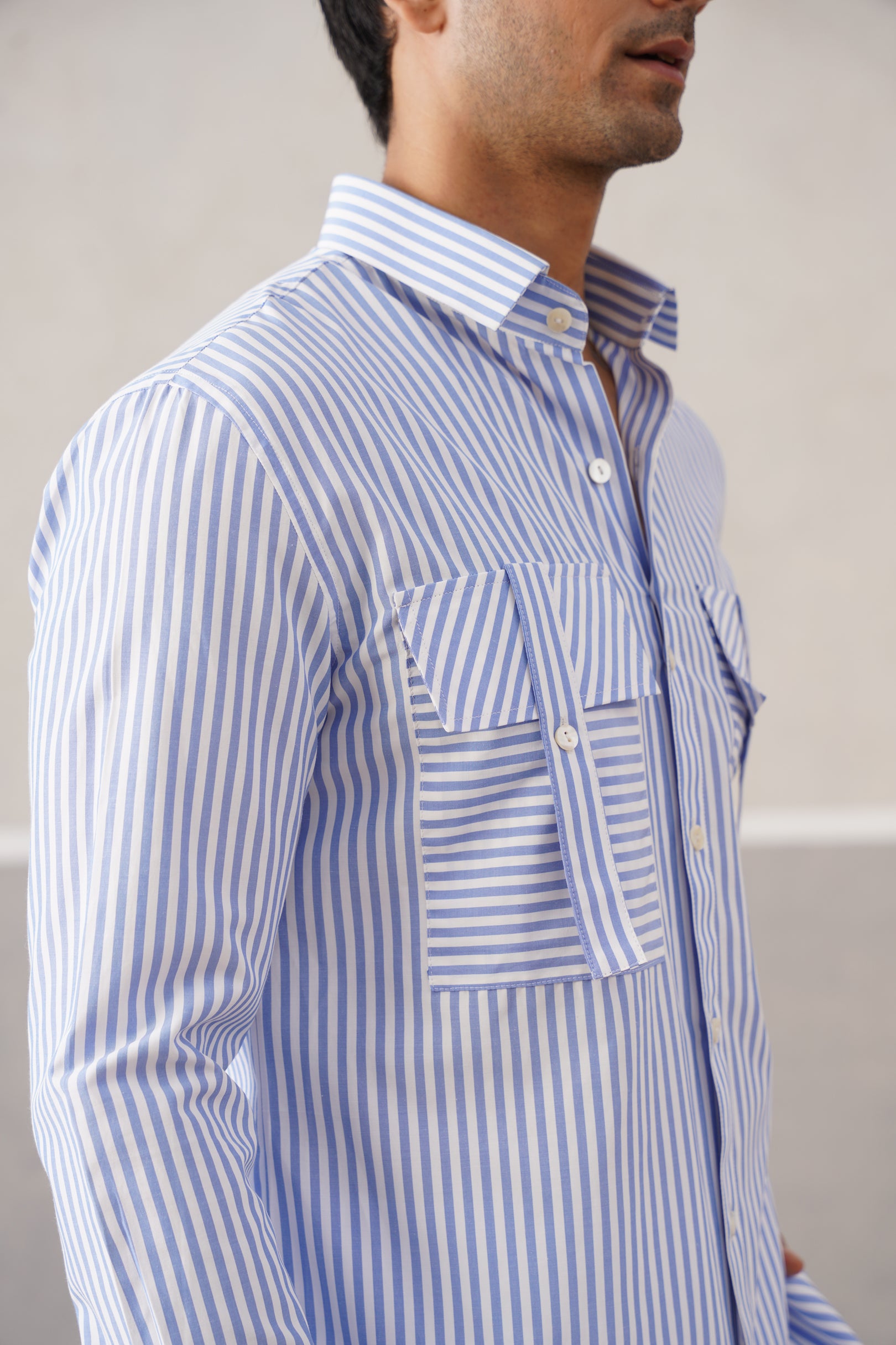 SKY DP STRIPE SHIRT
