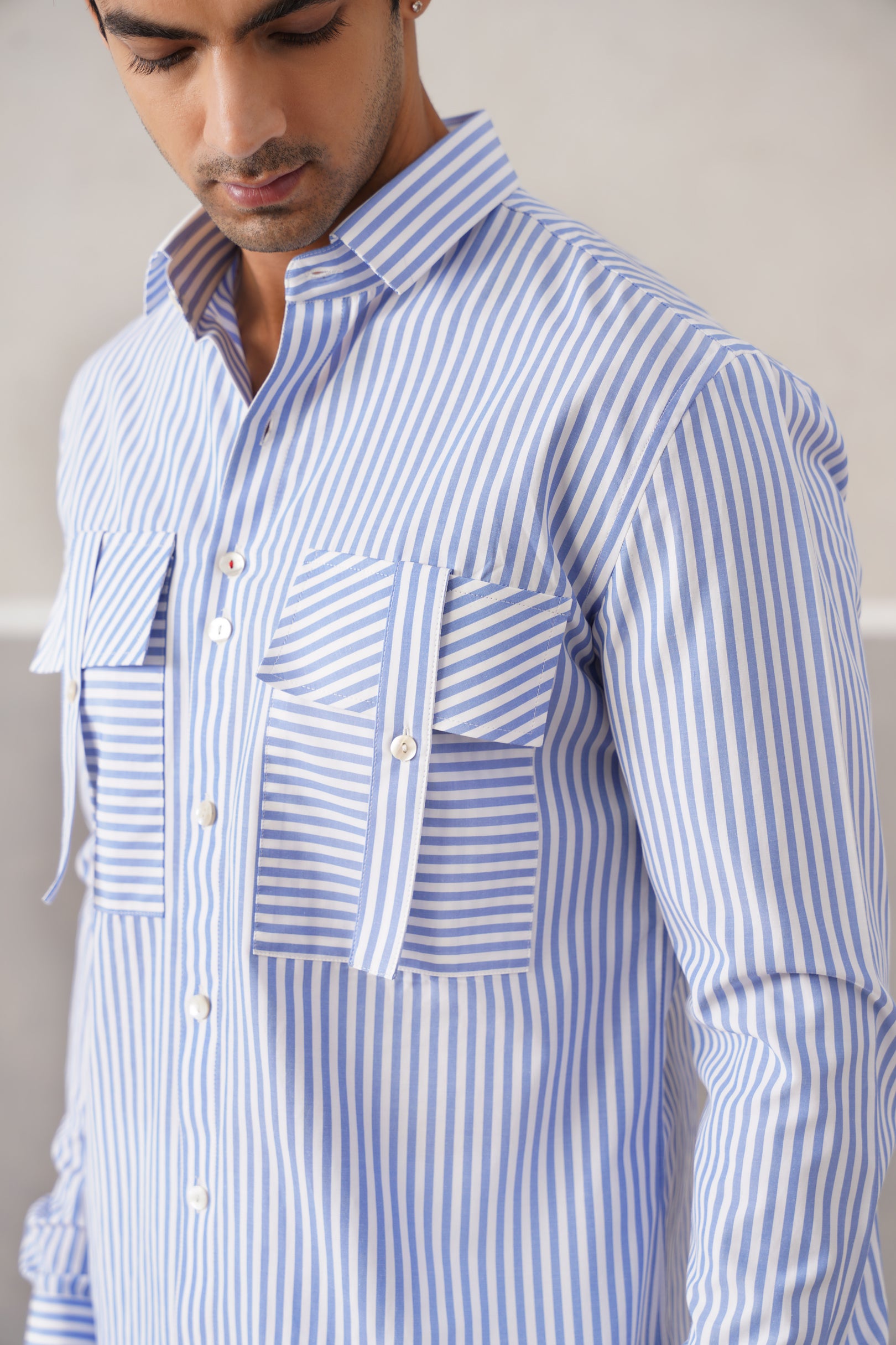 SKY DP STRIPE SHIRT
