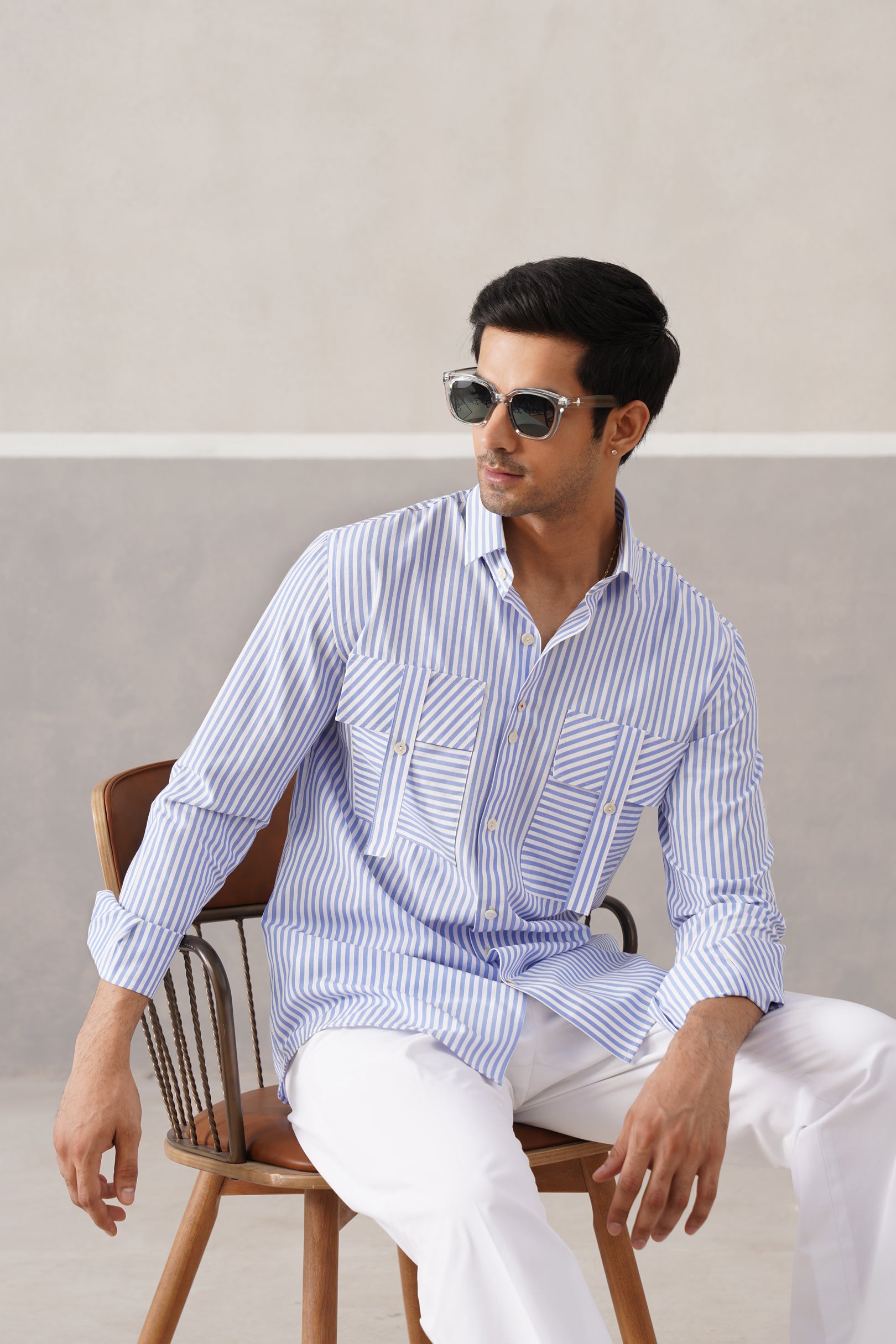 SKY DP STRIPE SHIRT