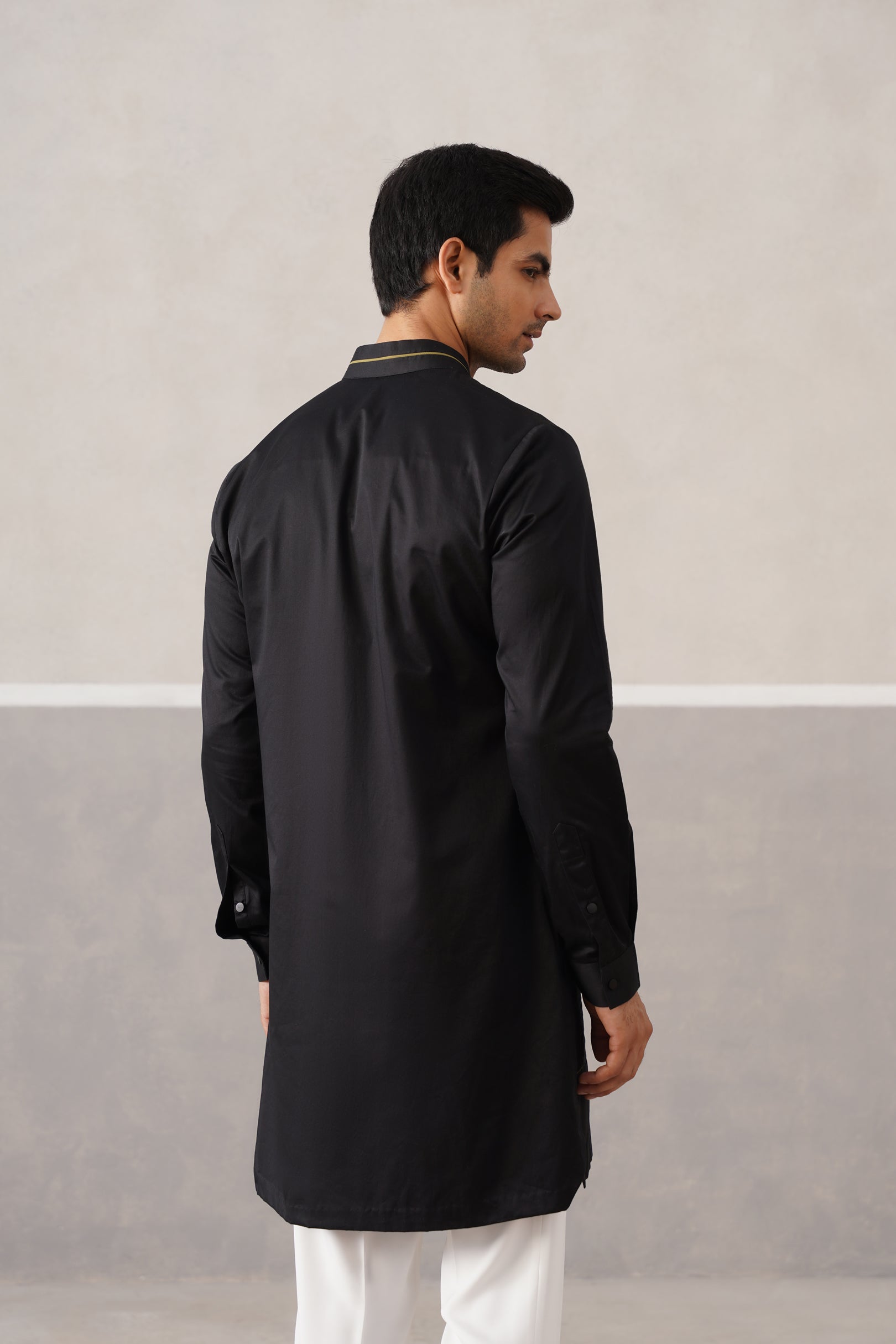 3-d box kurta black
