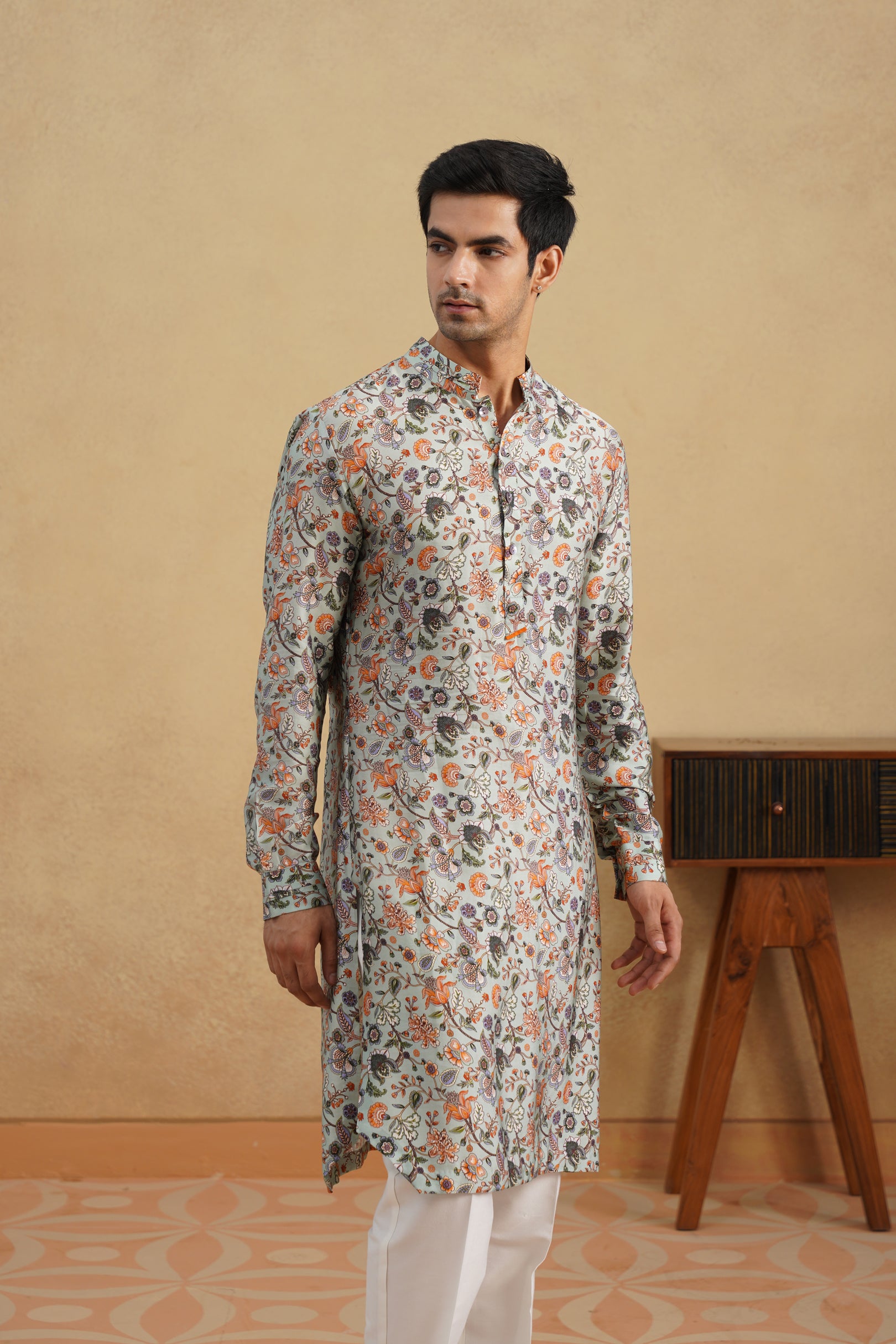 SAGE FLORAL CALM KURTA