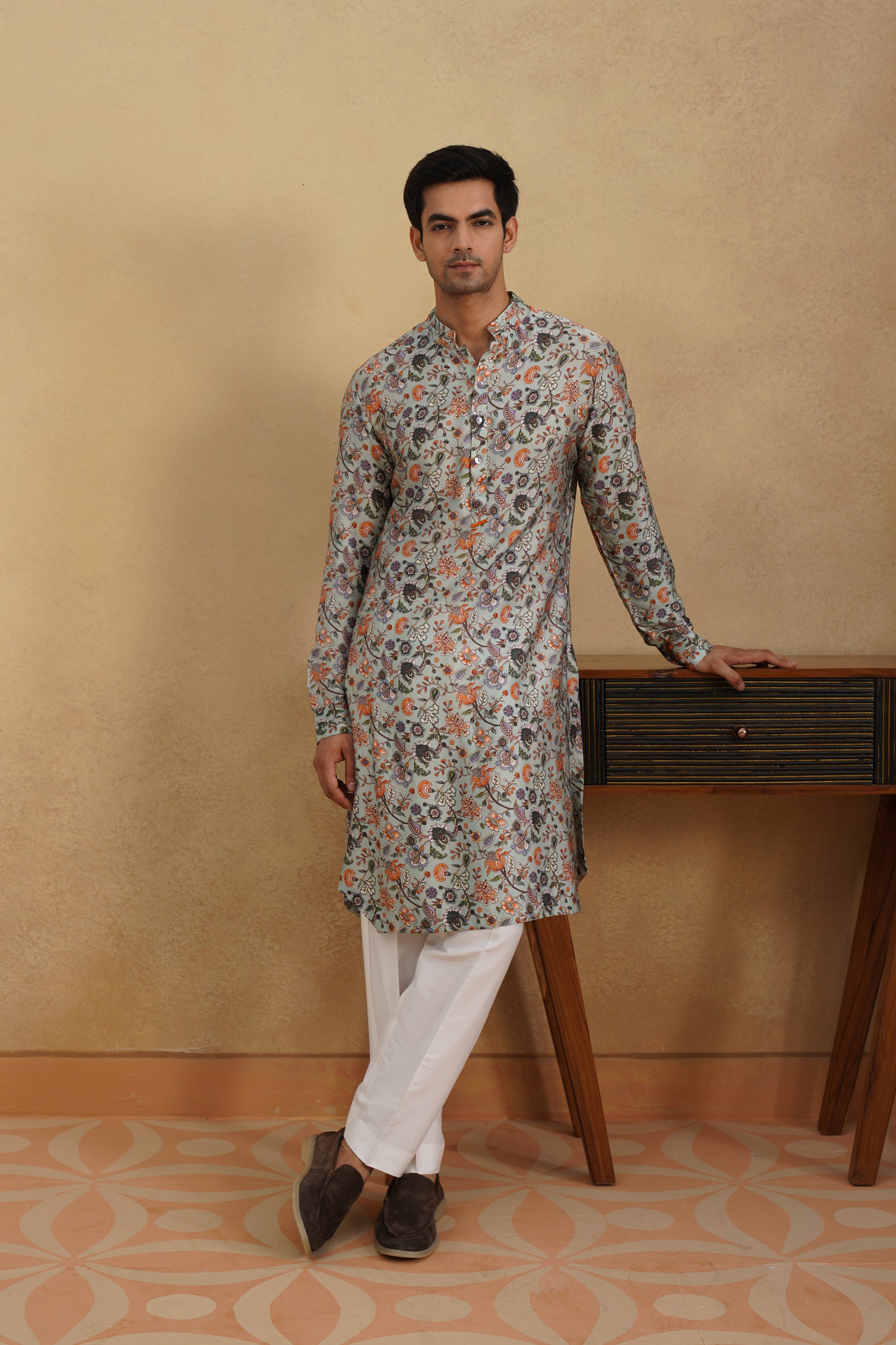 SAGE FLORAL CALM KURTA
