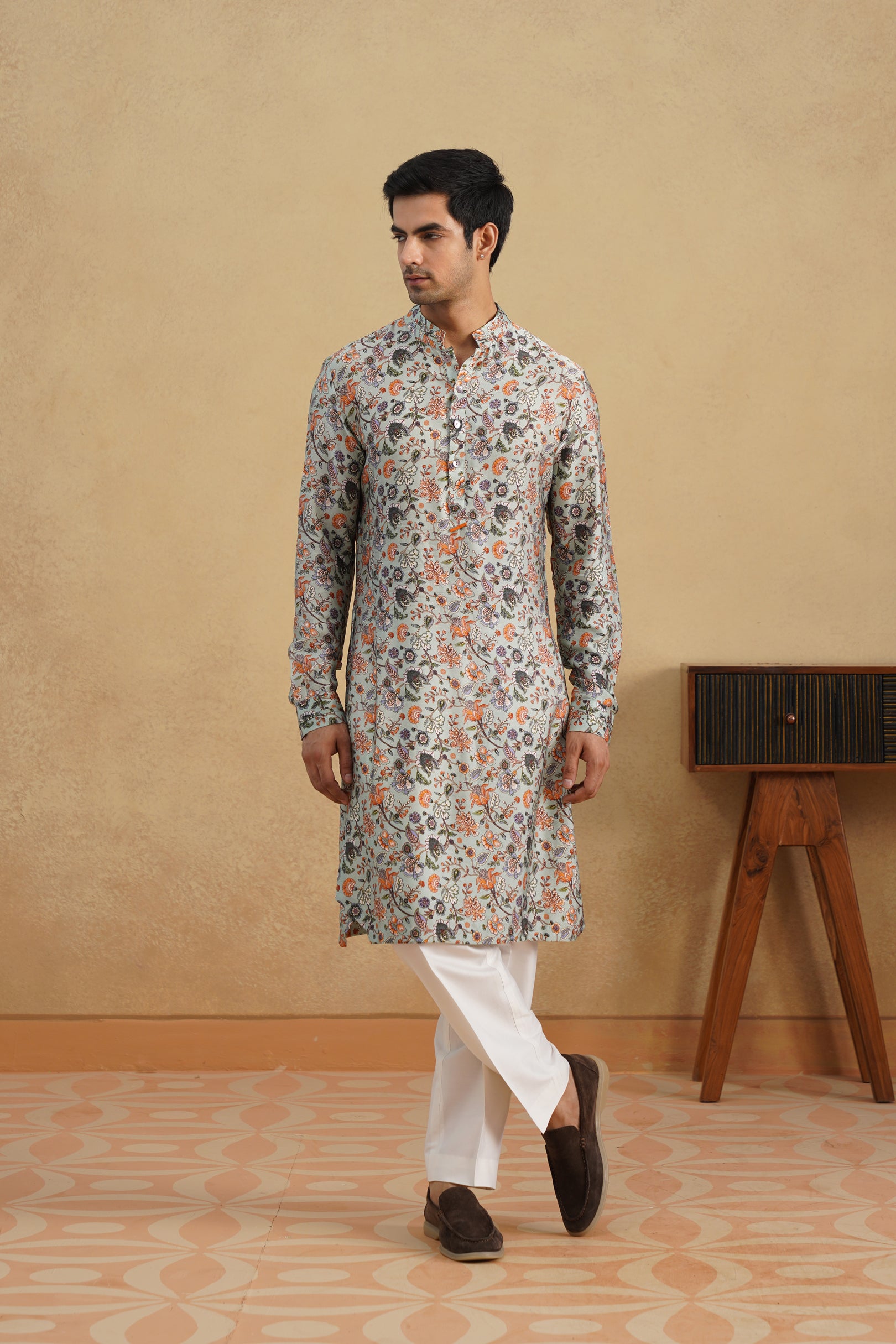 SAGE FLORAL CALM KURTA