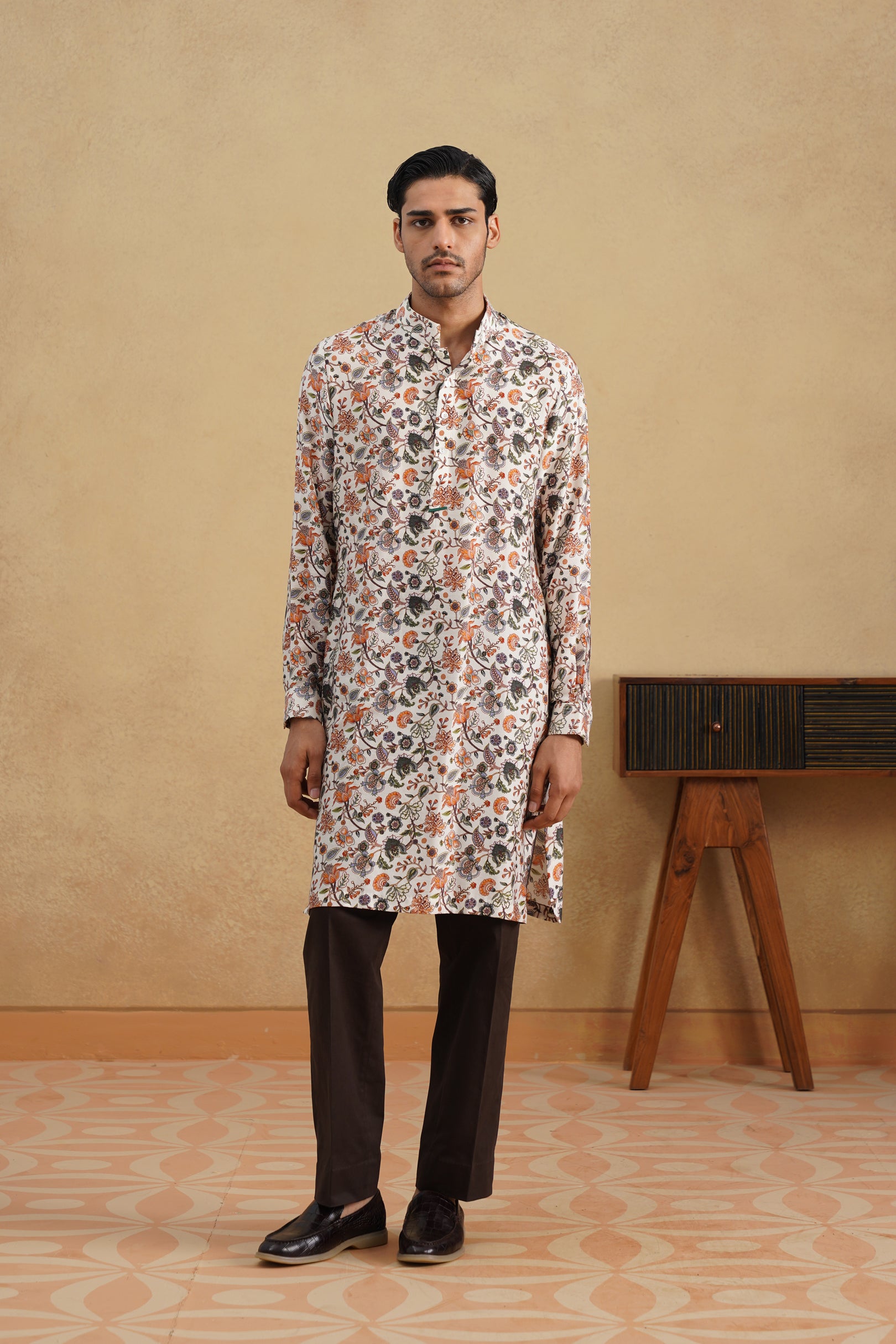 IVORY FLORAL CALM KURTA