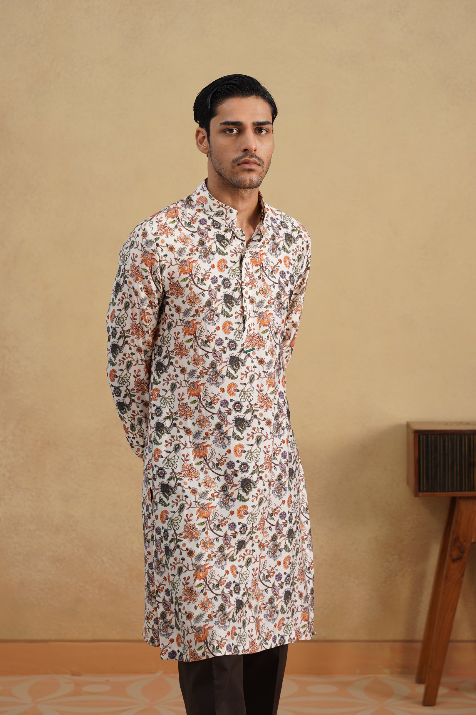 IVORY FLORAL CALM KURTA