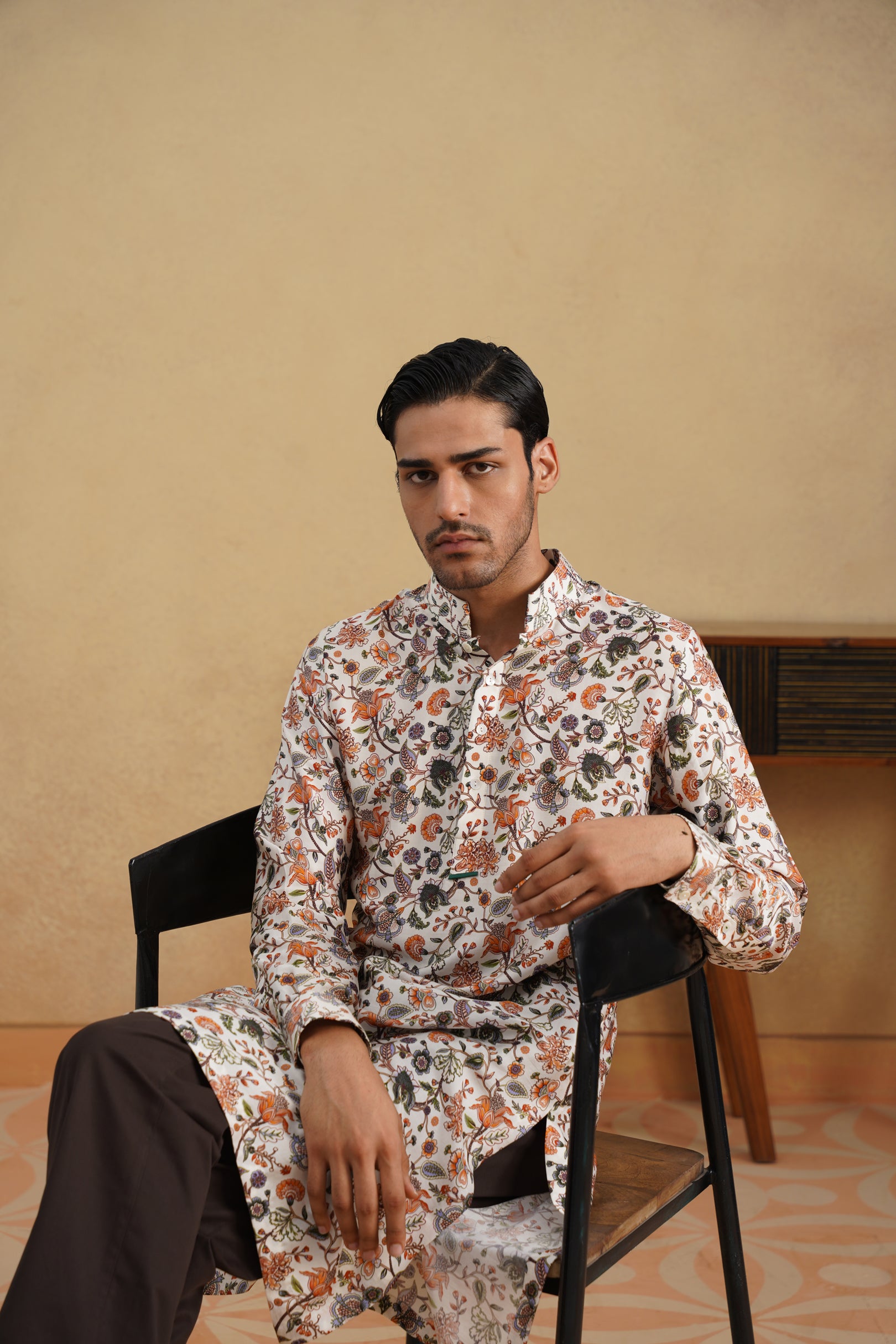 IVORY FLORAL CALM KURTA