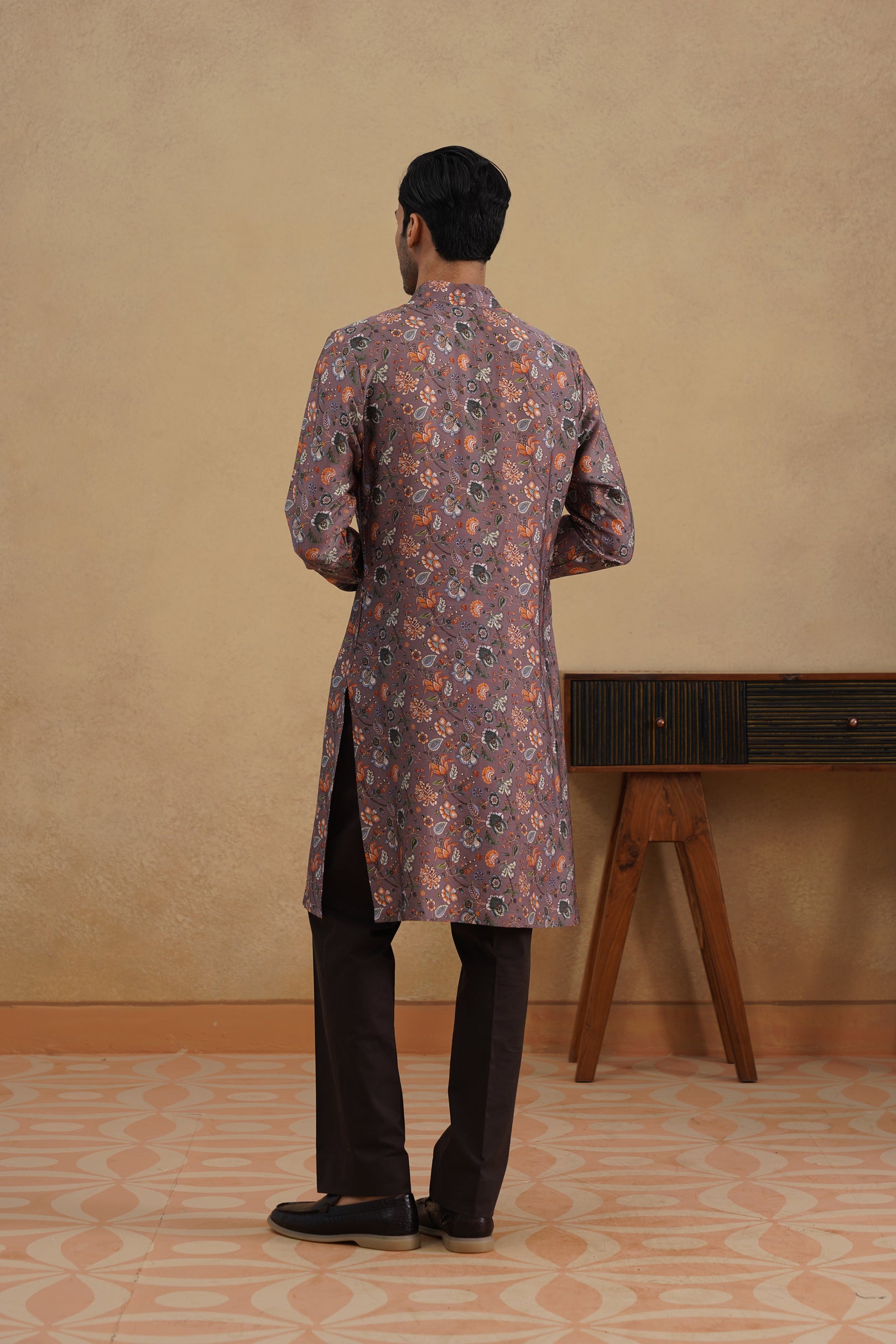 PURPLE-GREY FLORAL CALM KURTA