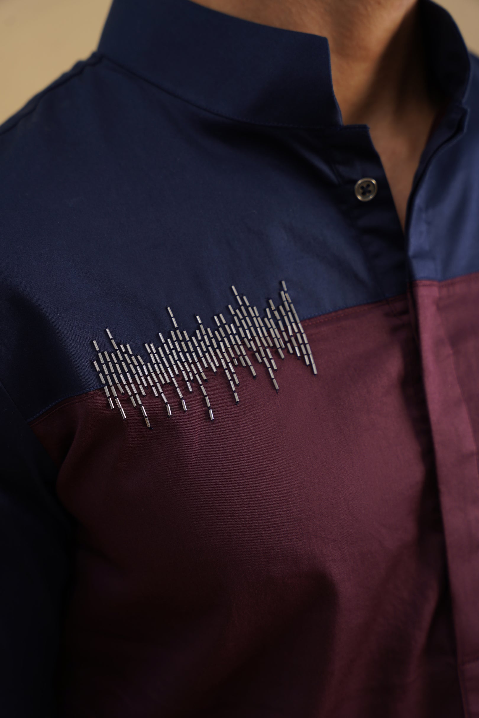 METAL BEAD KURTA (NAVY/PLUM)