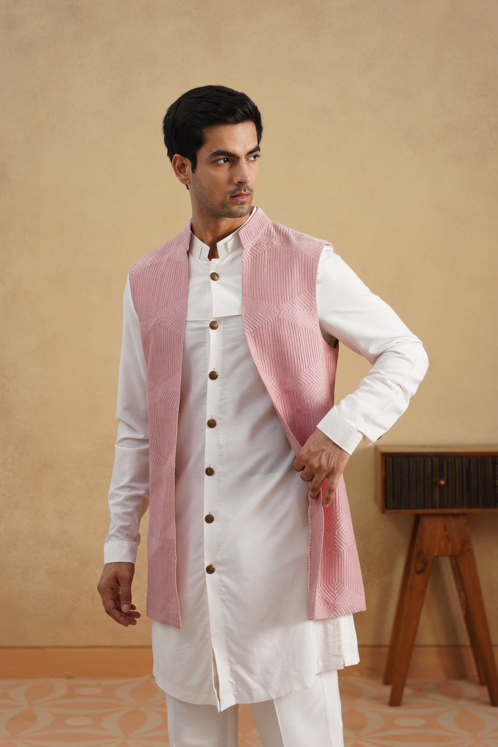 Pink D-N Kurta-Nehru Set