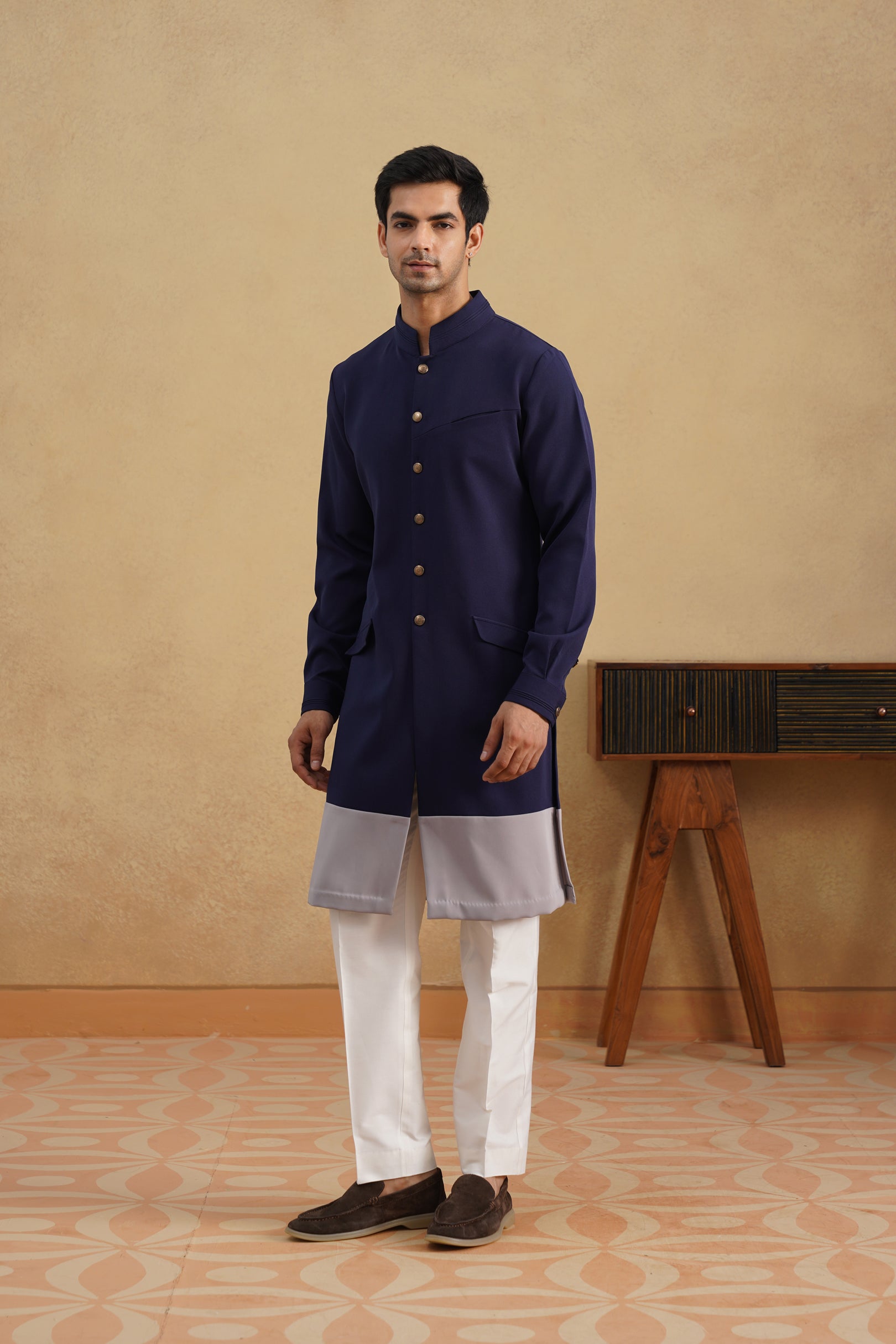 LUXE NAVY-GREY KURTA