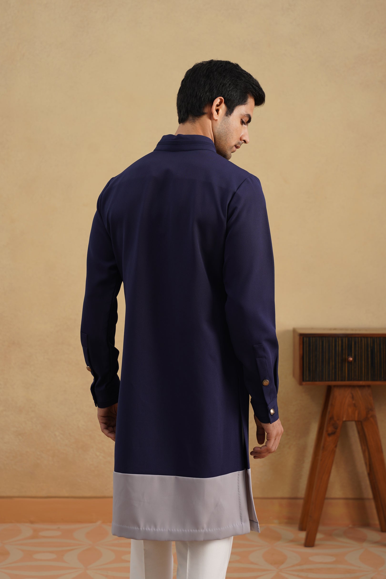 LUXE NAVY-GREY KURTA