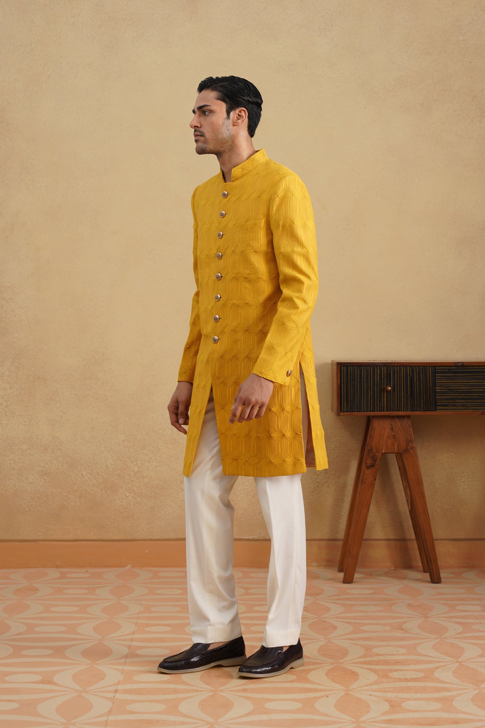 Mustard d-n Achkan Set