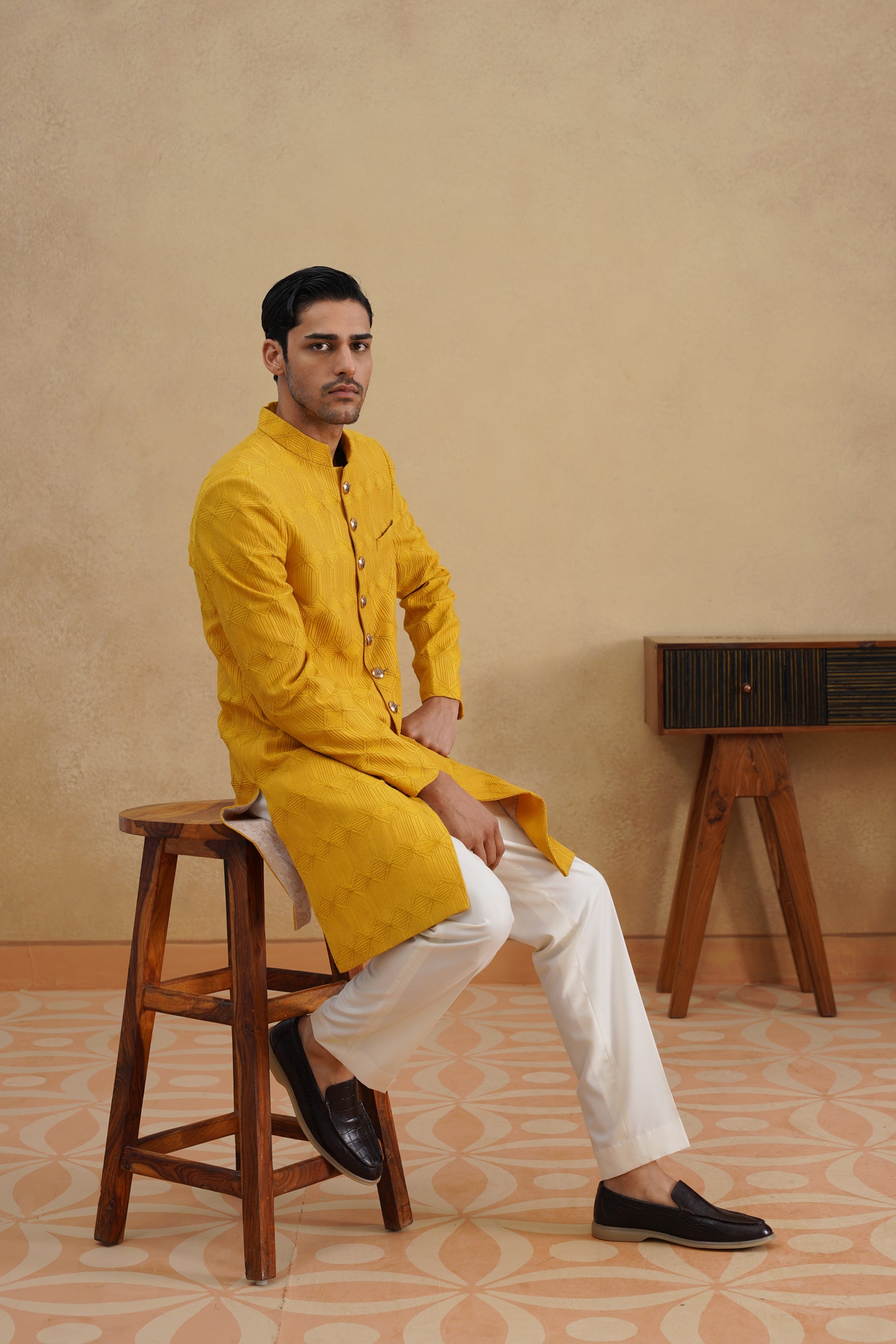Mustard d-n Achkan Set