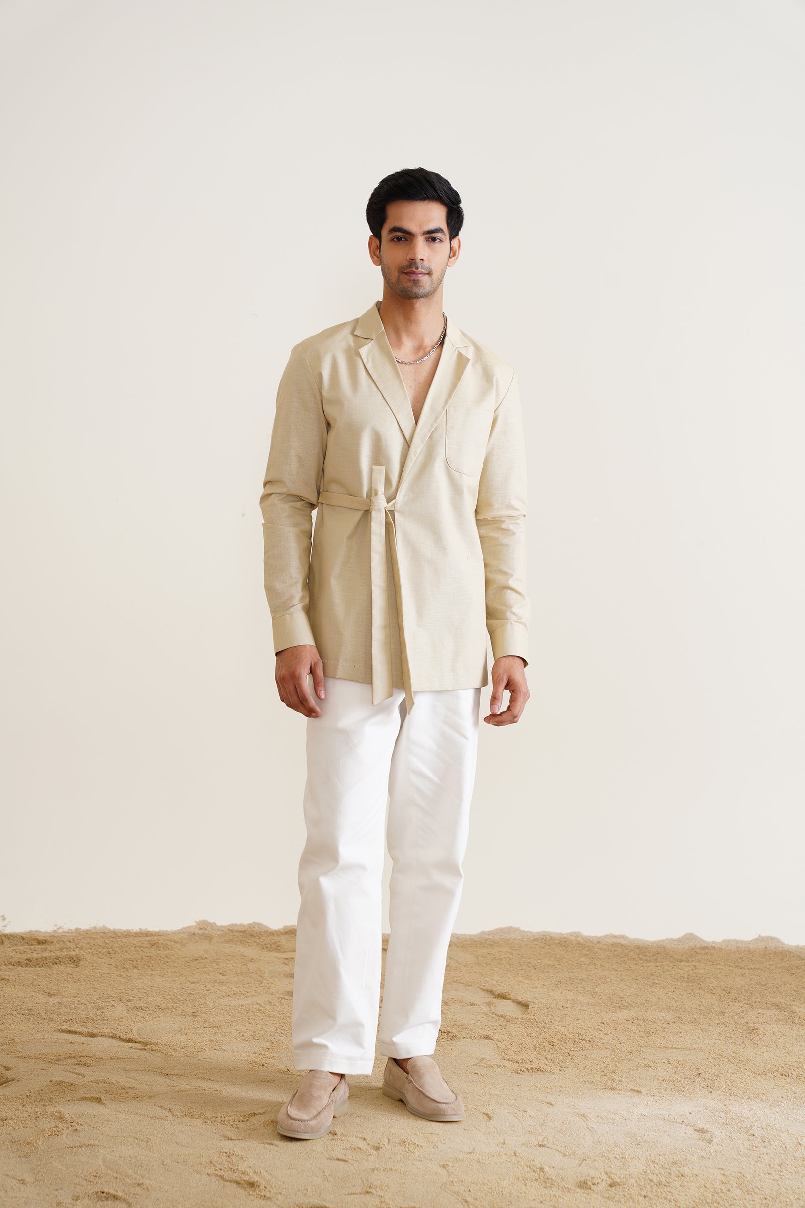 Overlap Cotton-linen Shirt