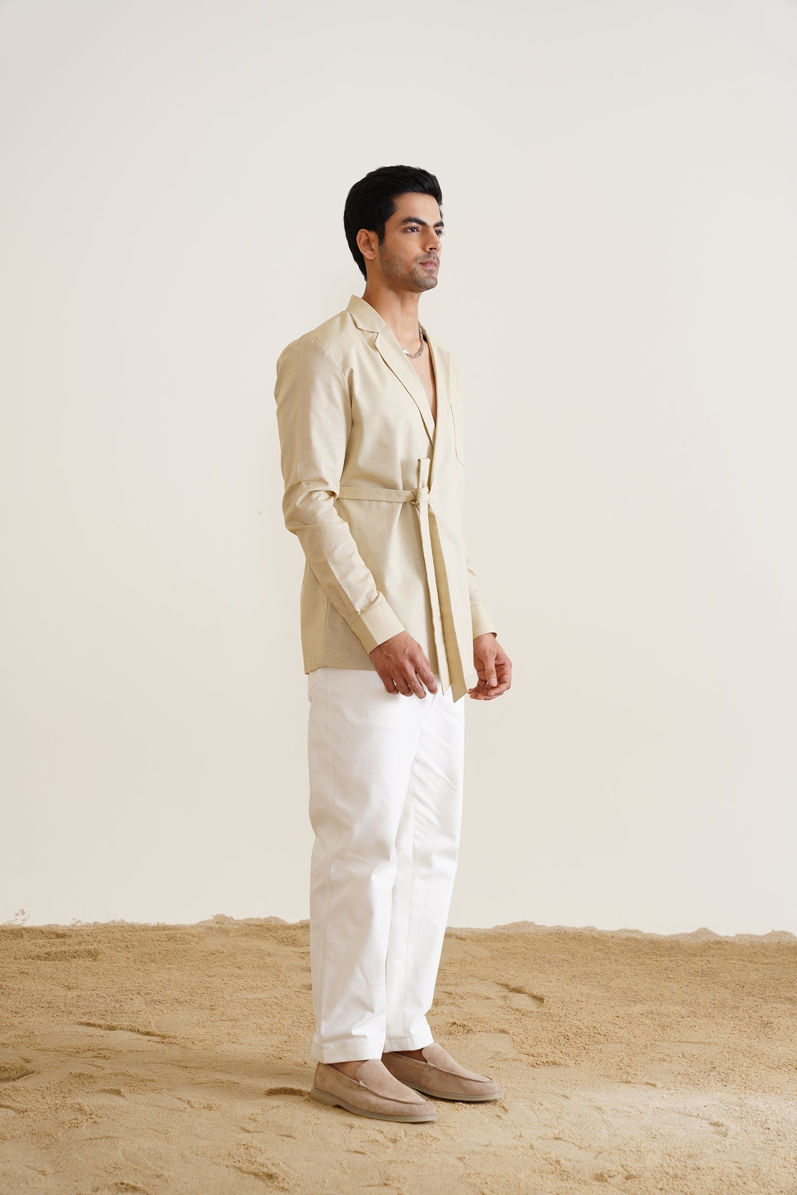 Overlap Cotton-linen Shirt