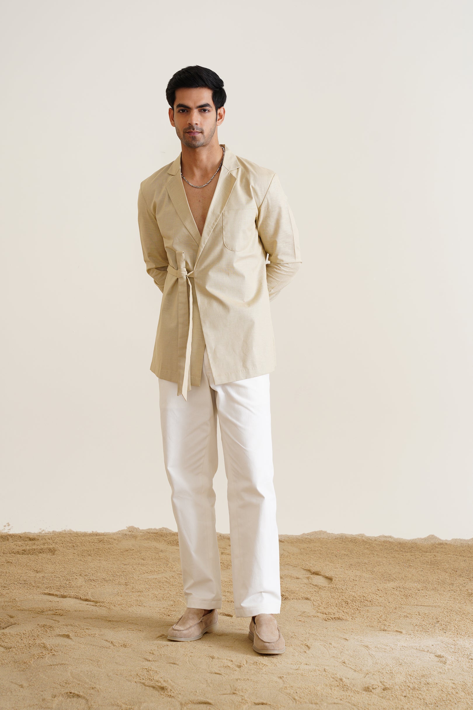 Overlap Cotton-linen Shirt