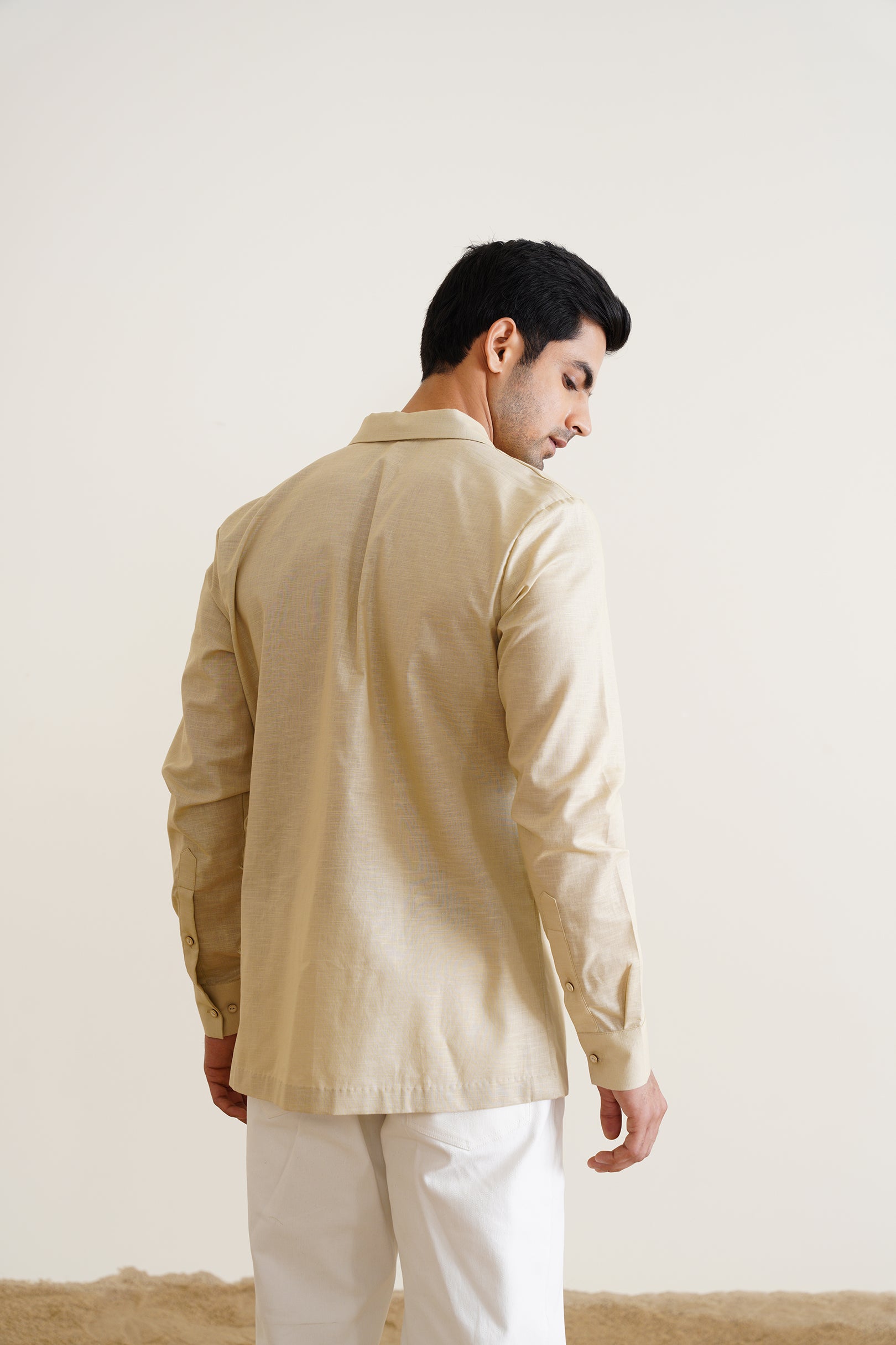 Overlap Cotton-linen Shirt